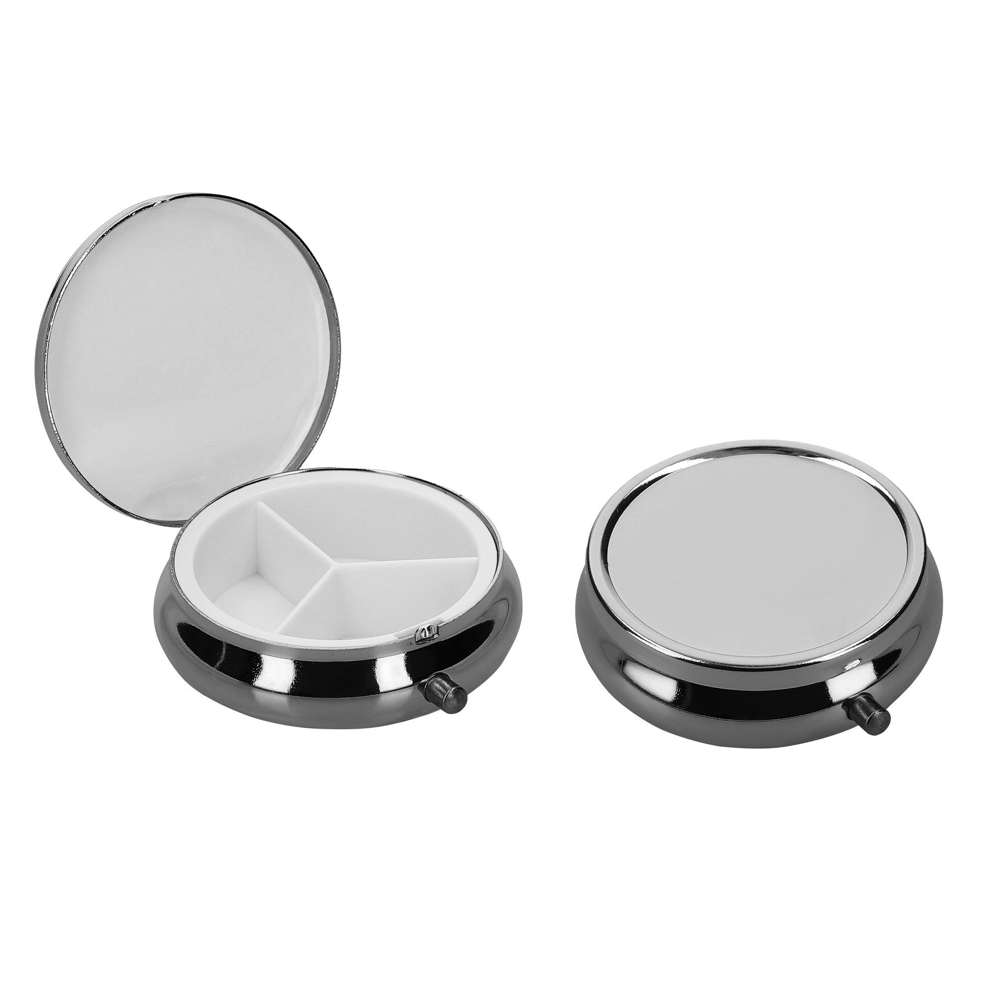 Pillendose 2x Edelstahl Pillendose mit 3 Fächern