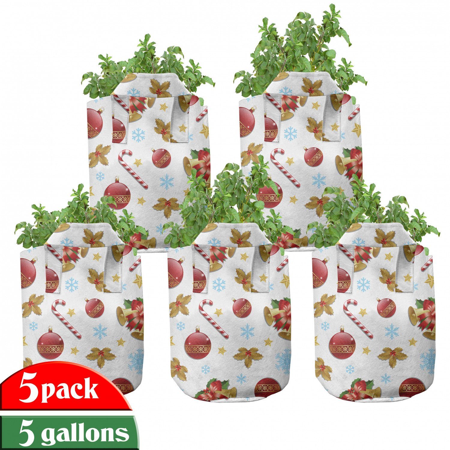 Weihnachten Stofftöpfe verziert Glocken Pflanzen, für Abakuhaus hochleistungsfähig Pflanzkübel Griffen Weihnachten mit