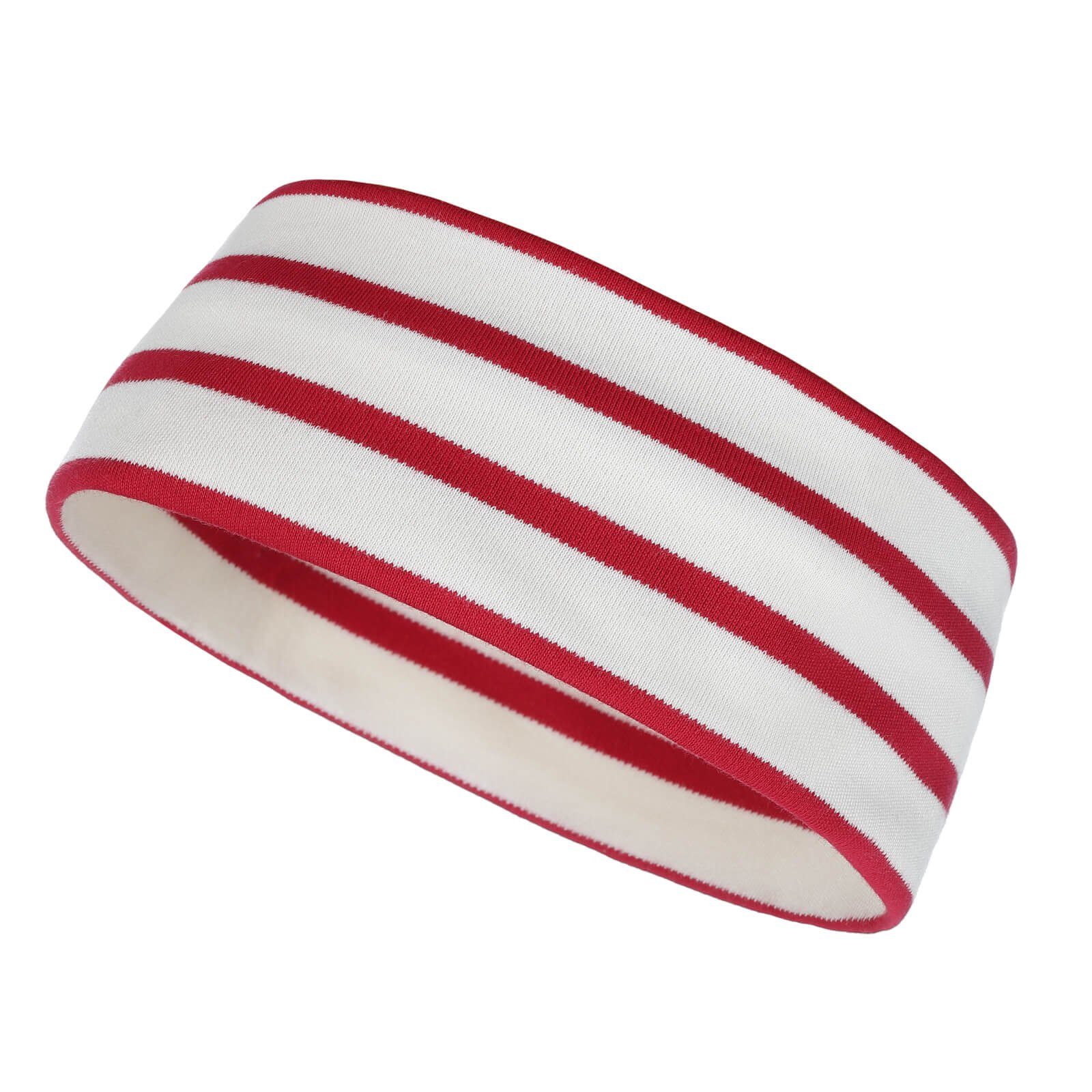 modAS Stirnband Unisex Kopfband Maritim für Kinder und Erwachsene zweilagig Baumwolle (23) natur / rot | Stirnbänder