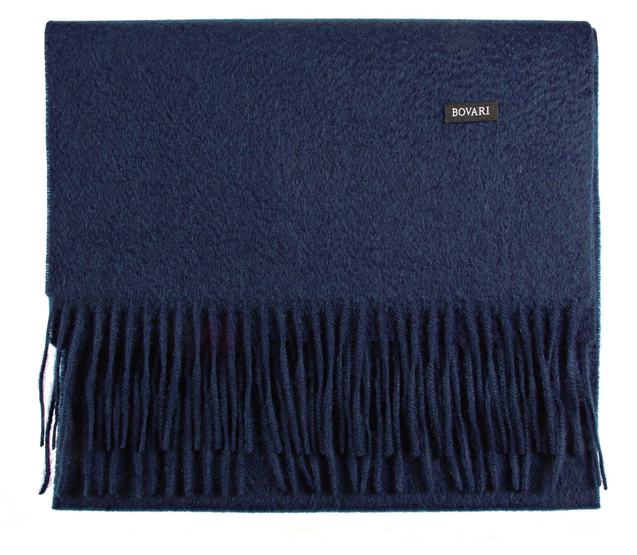 Bovari Kaschmirschal Kaschmir Schal Damen – 100% Kaschmir/Cashmere – Premium Qualität, 180 x 31 cm blau / navy blue