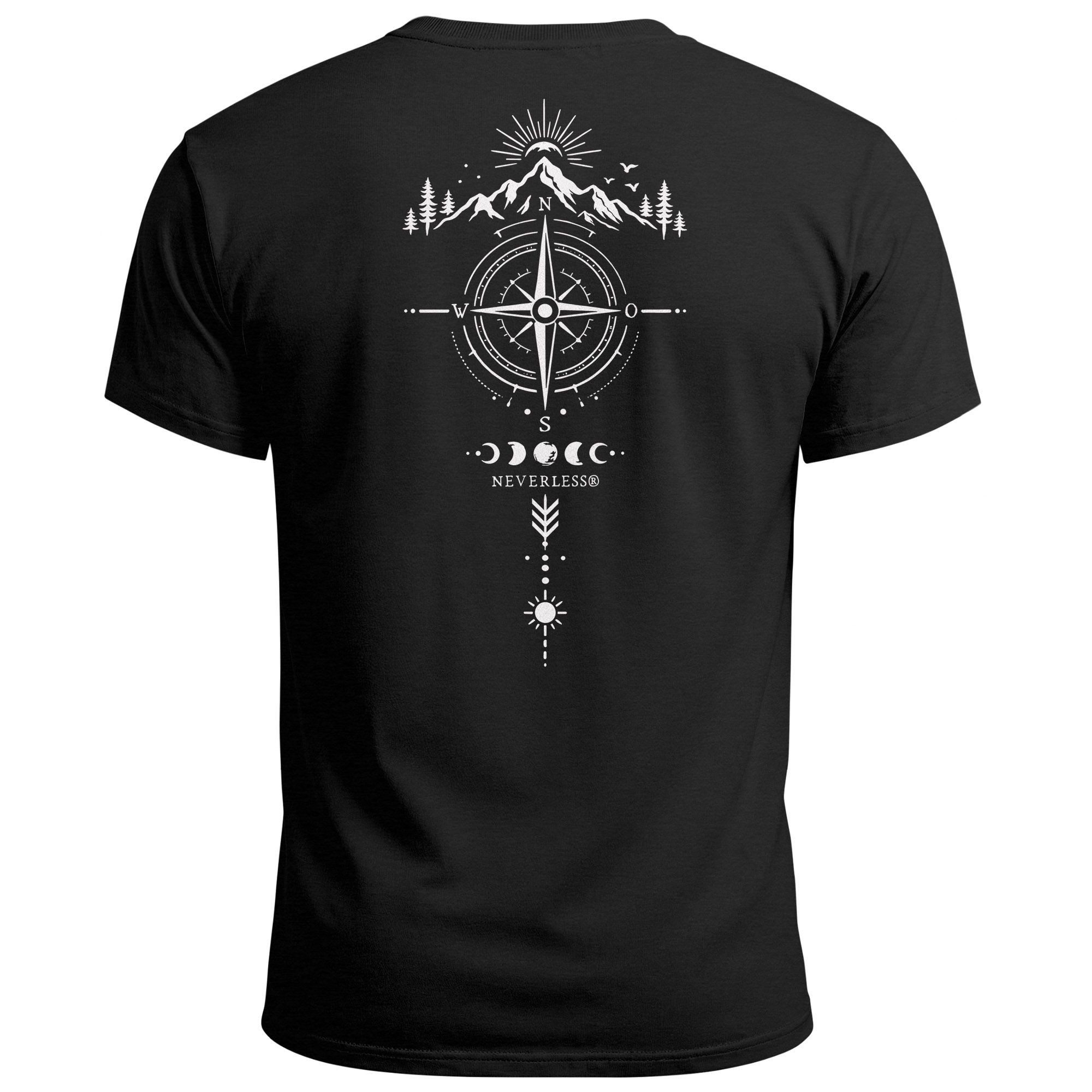 Neverless Print-Shirt Herren T-Shirt Backprint Kompass Outdoor Symbolik Nat günstig online kaufen