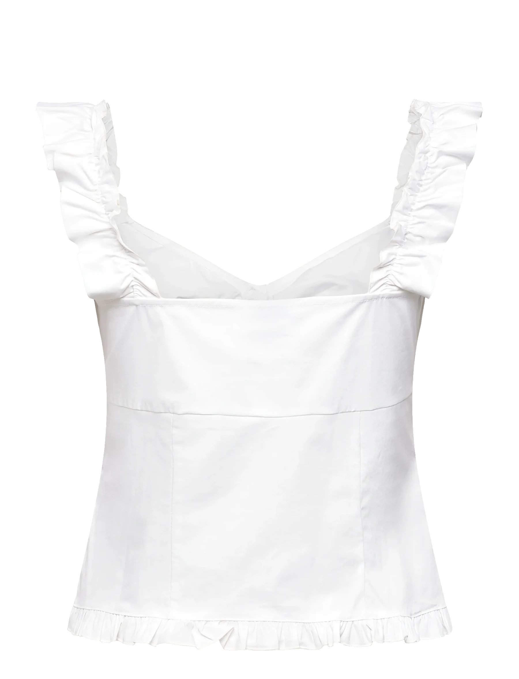 Gina Tricot Spitzentop - Damen Top - weißes Rüschen Top mit Knopfleiste