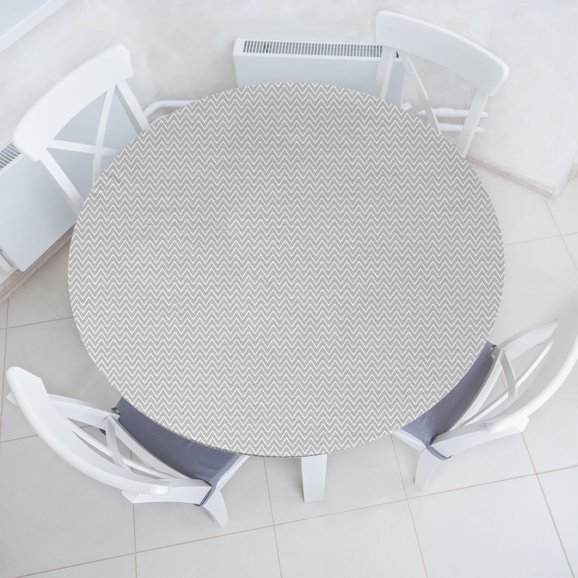 Abakuhaus Tischdecke Rundum-elastische Stofftischdecke, grau Chevron moderne Minimalistic