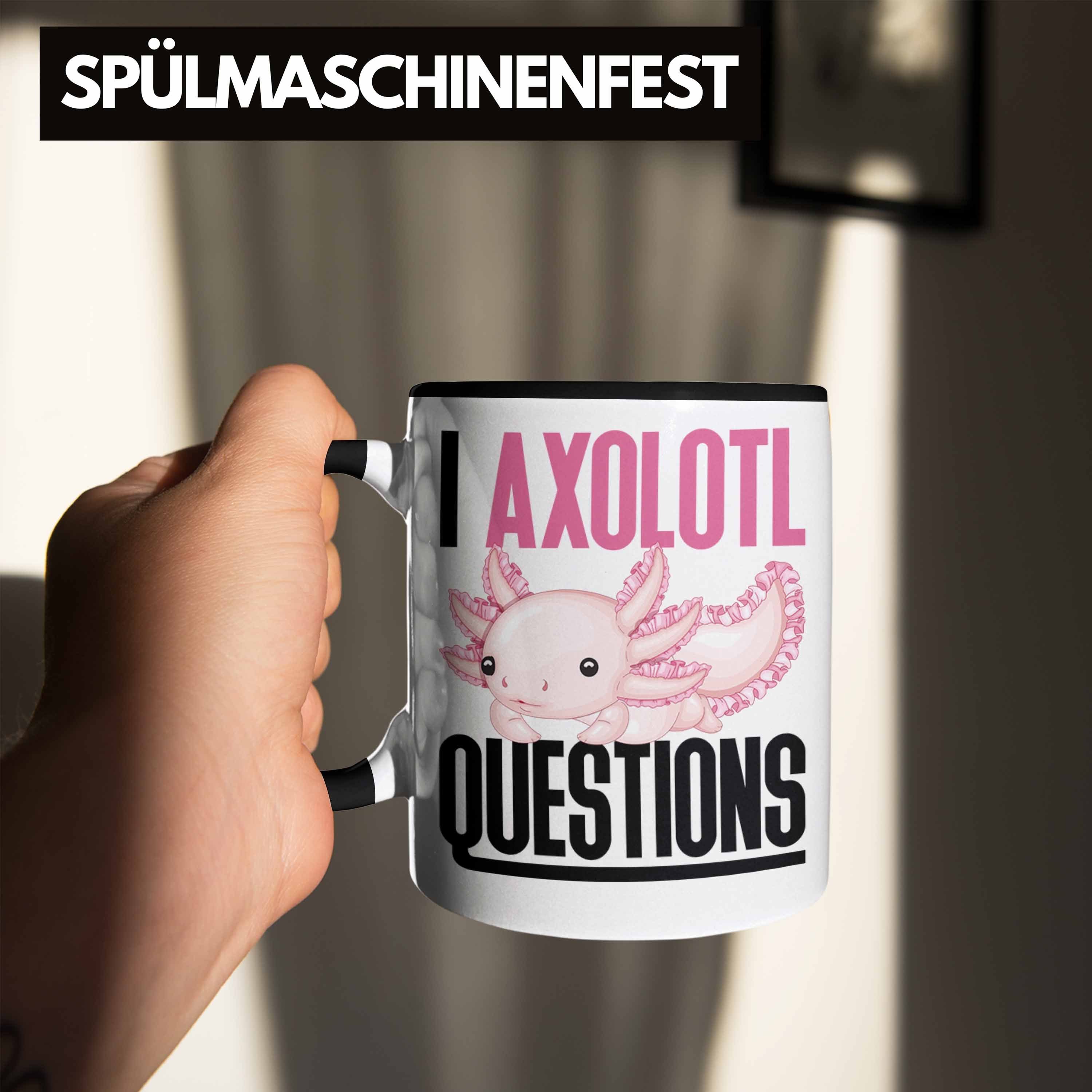Trendation Tasse Axolotl Tasse Gamer Axolotl Schwanzlurch Questions Schwarz Geschenk Geschenk I
