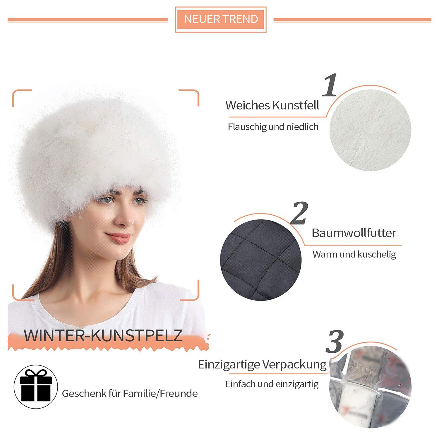 MAGICSHE Warme Winter Mütze Stirnband Ohrenschützer Khakifarbe warme