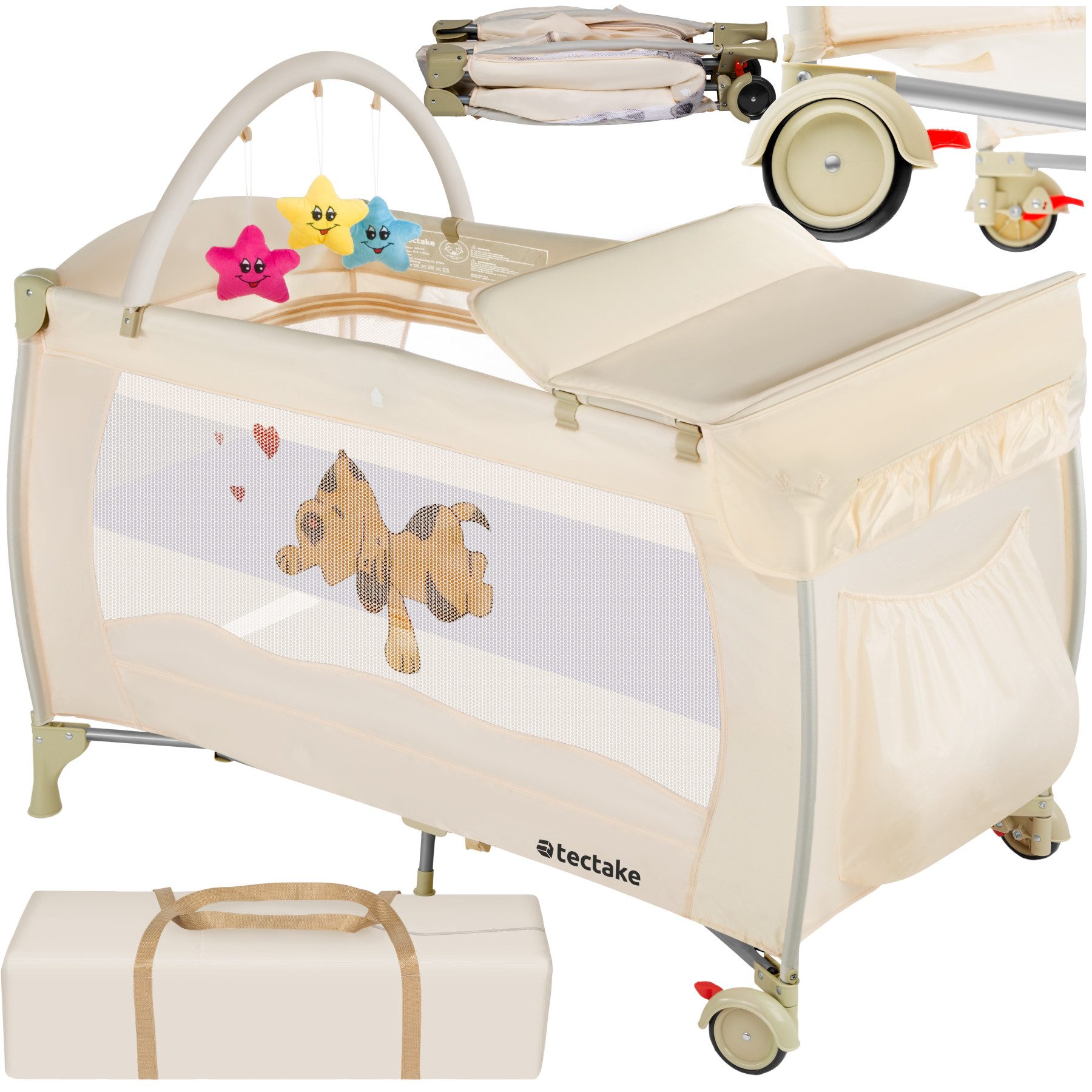 tectake Baby-Reisebett Kinderbett mit Wickelauflage und Transporttasche 132 günstig online kaufen