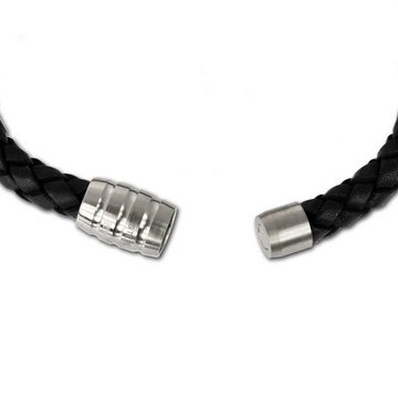 SilberDream Edelstahlarmband SilberDream Leder Armband schwarz (Armband), Unisex Armband aus Edelstahl (Stainless Steel), Farbe: schwarz, Made-I