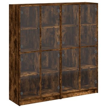 vidaXL Bücherregal Bücherschrank mit Türen Räuchereiche 136x37x142cm Holzwerkstoff, 1-tlg.