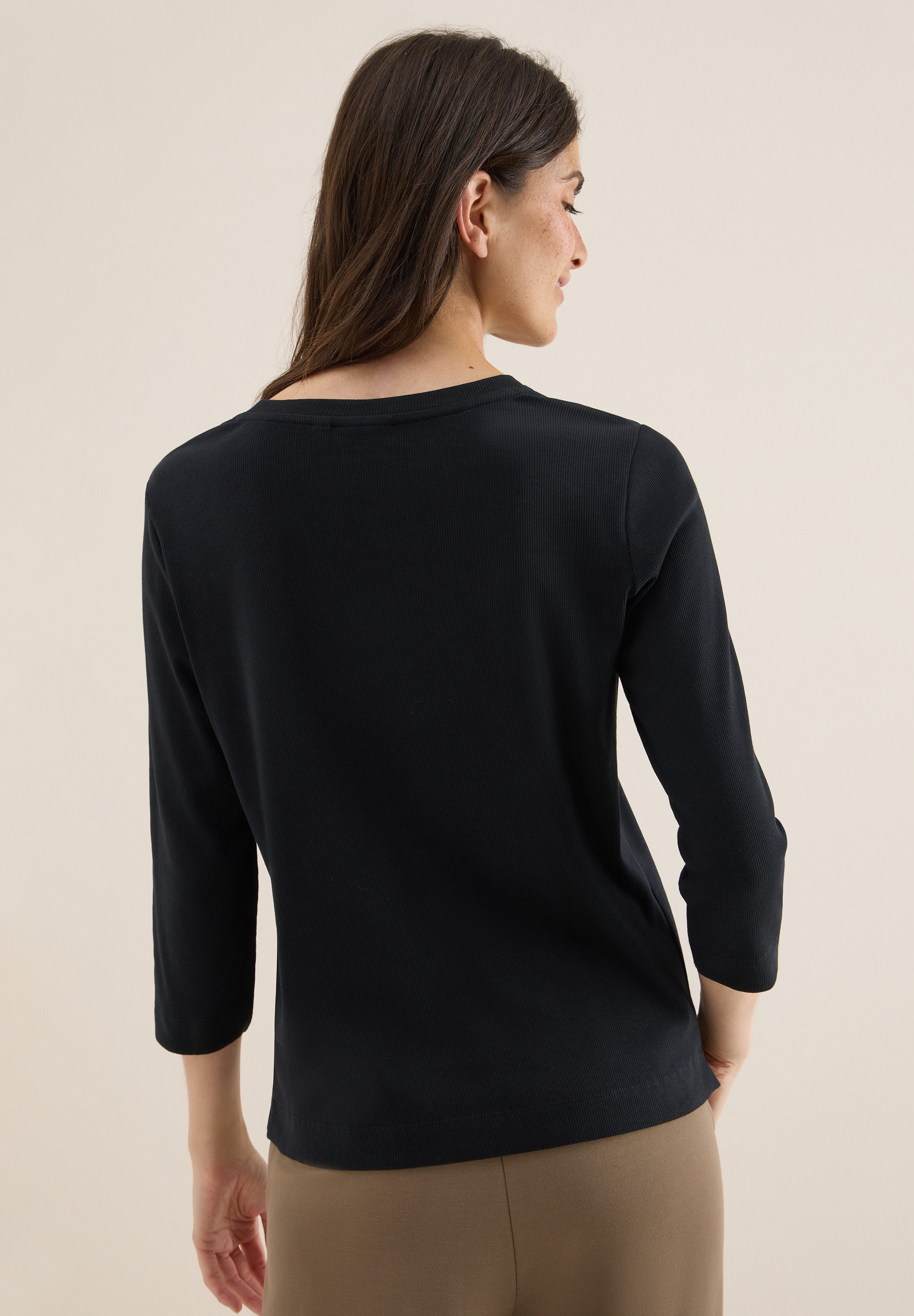 CECIL Rundhalsshirt aus Baumwolle mit Stretchante