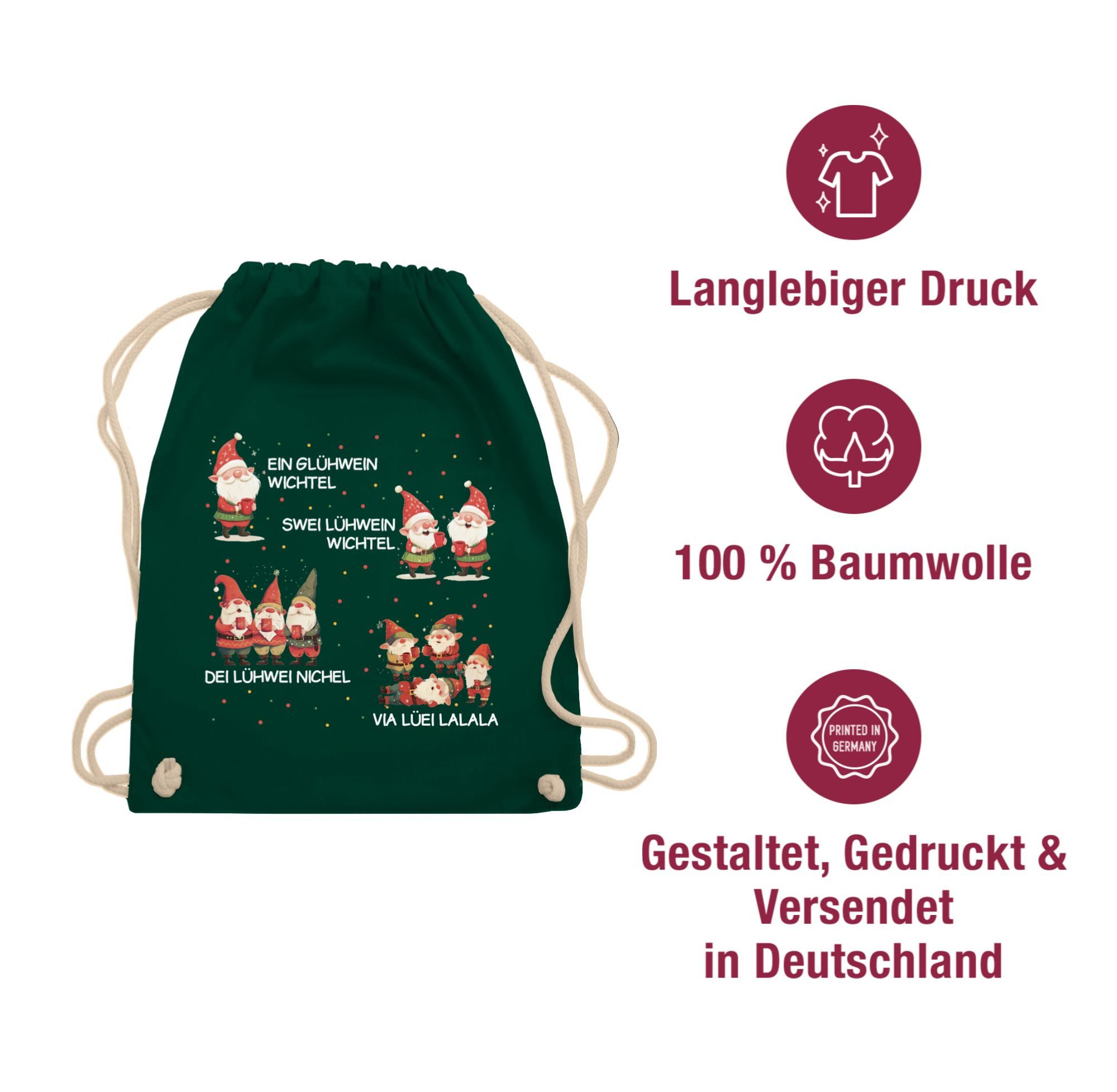 Shirtracer Turnbeutel Ein Glühwein Swei Glühwein, Wichtel, Ein Glühwein Zwei Glühwein, We, Weihnachten