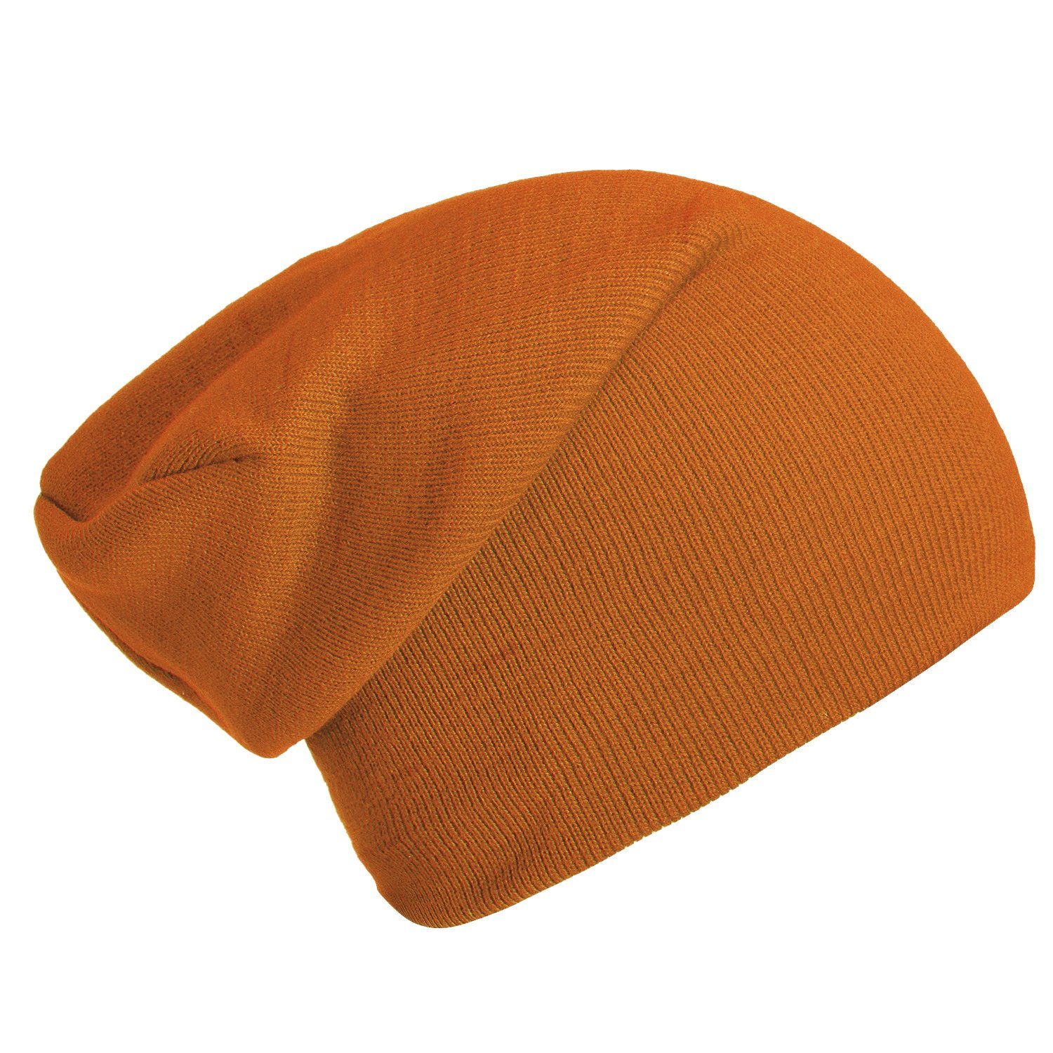 DonDon Beanie Schlauchmütze Mütze (Packung, 1-St) Wintermütze, klassischer Slouch-Beanie orange-braun