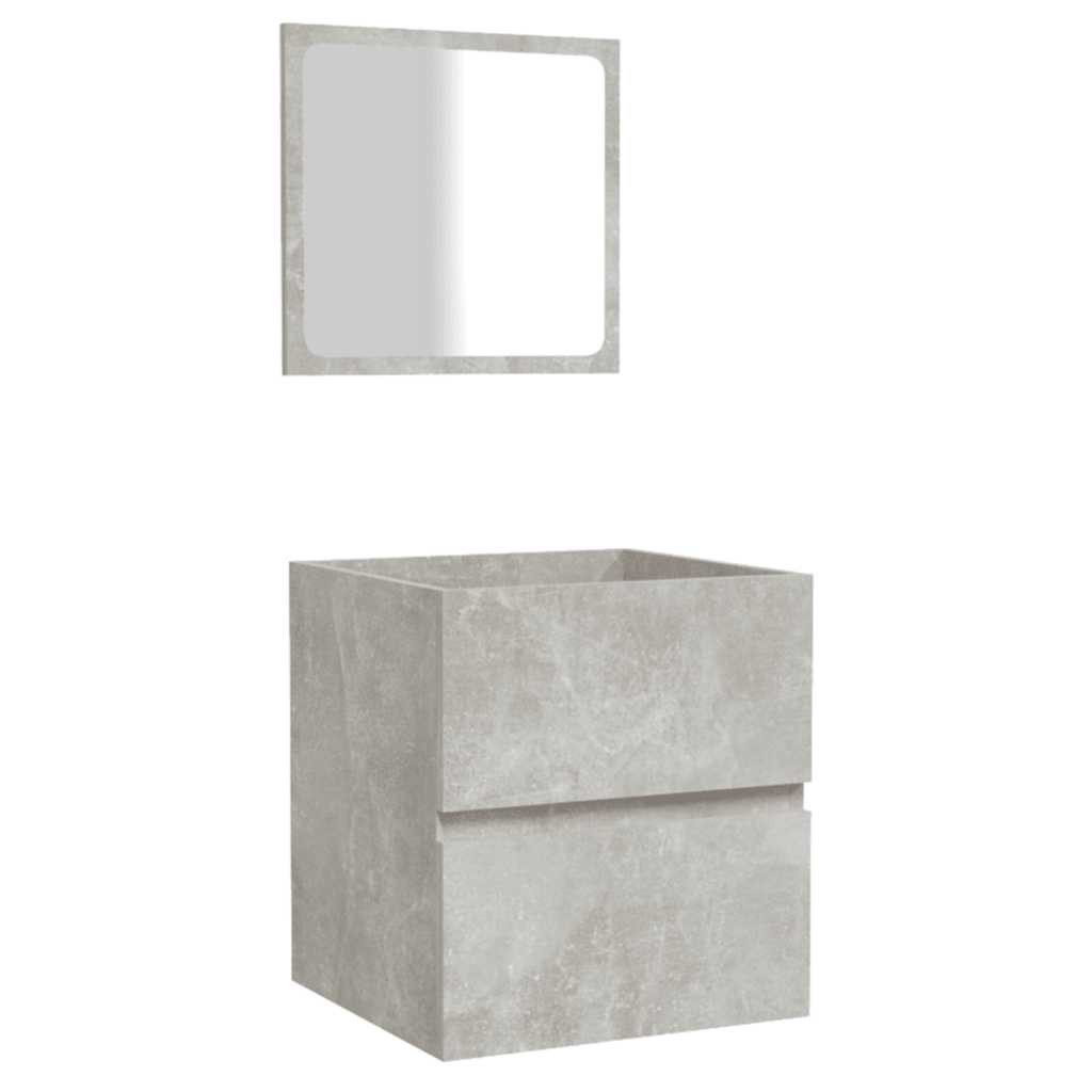 vidaXL Badezimmer-Set Badschrank mit Spiegel Betongrau Holzwerkstoff, (1-St)