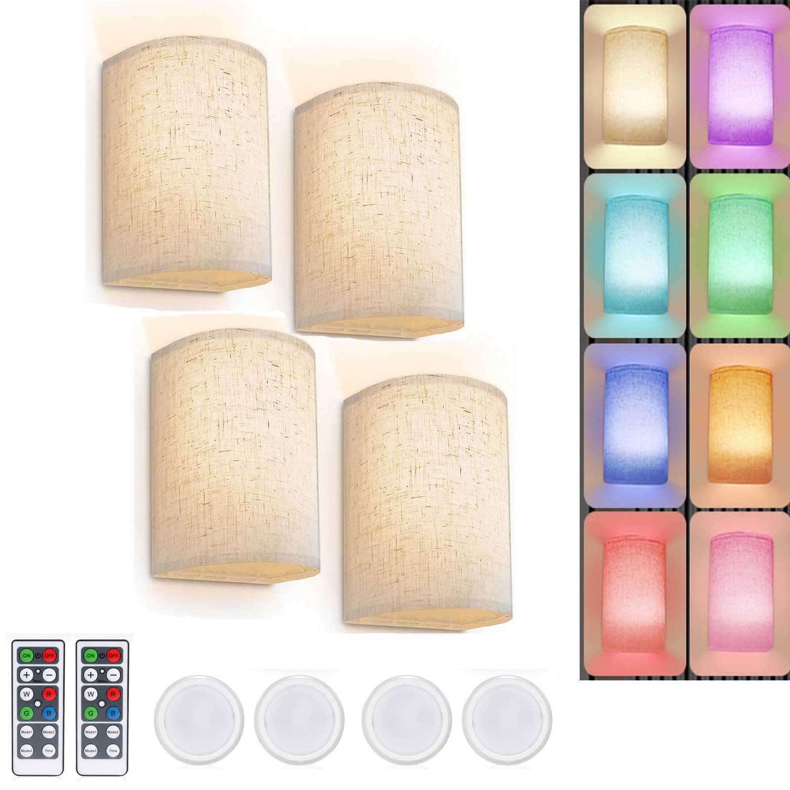 LED Wandleuchte Wandleuchte USB Aufladbar, RGB Nachttischlampe, Fernbedienung&Timing
