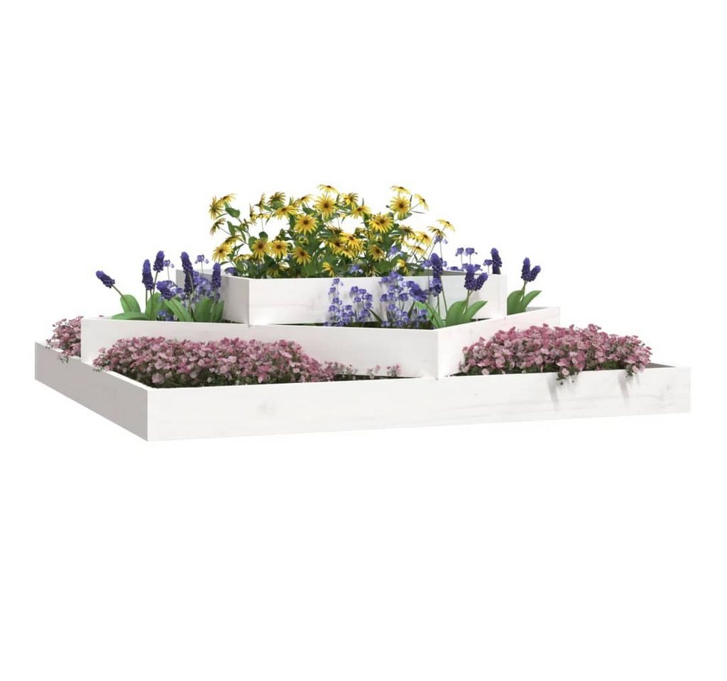Thumbnail - vidaXL Blumentopf Pflanzkübel Weiß 112x112x27 cm Massivholz Kiefer (1 St)