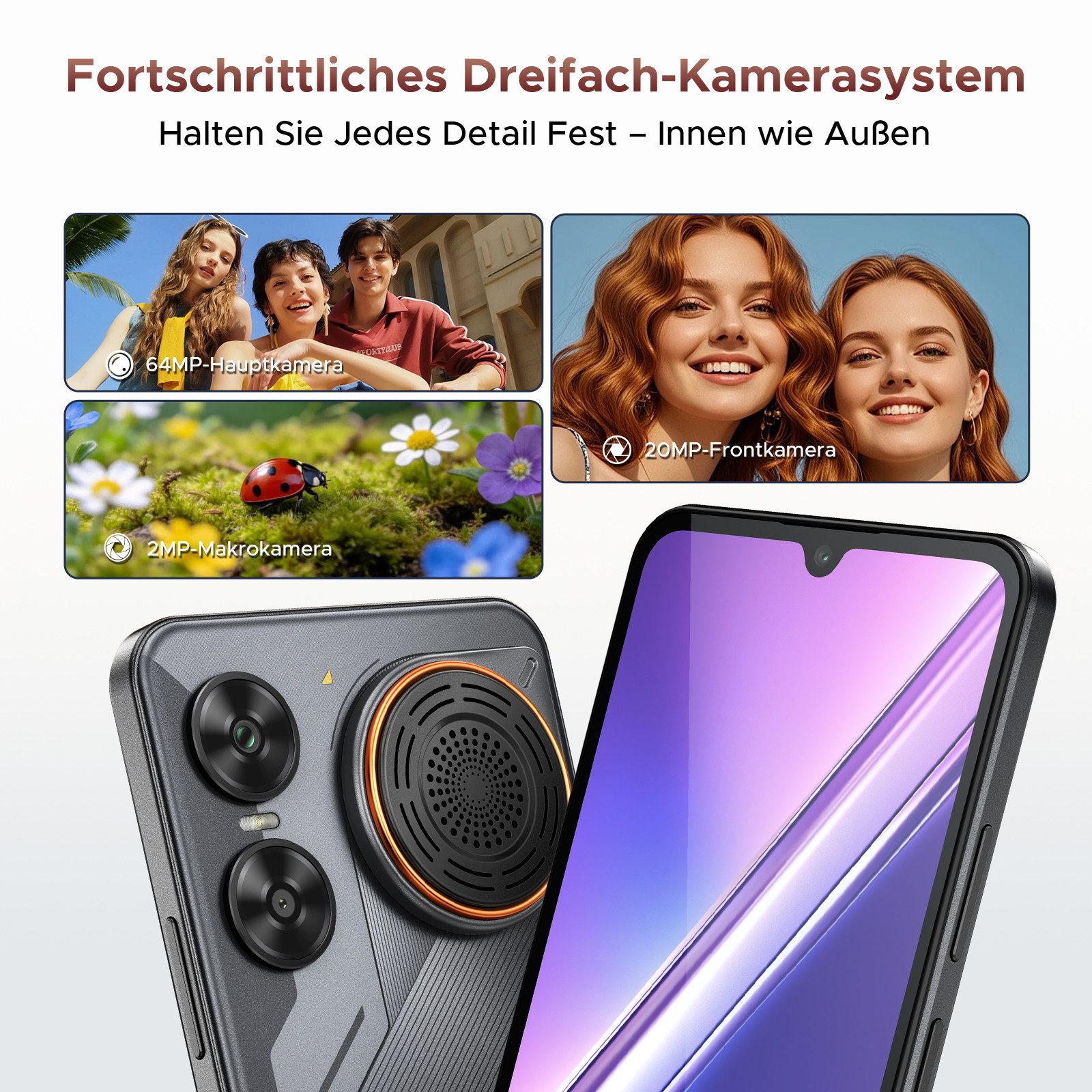 DOOGEE M30 Android 16 Handy,IP68, 6,88" 33W mit Lautsprecher 256GB Smartphone (6.88 Zoll, 256 GB Speicherplatz, 64 MP Kamera, 6+256GB, 2TB, Dual-SIM, 135dB, NFC/Fingerabdruck/Gesichtserkennung)