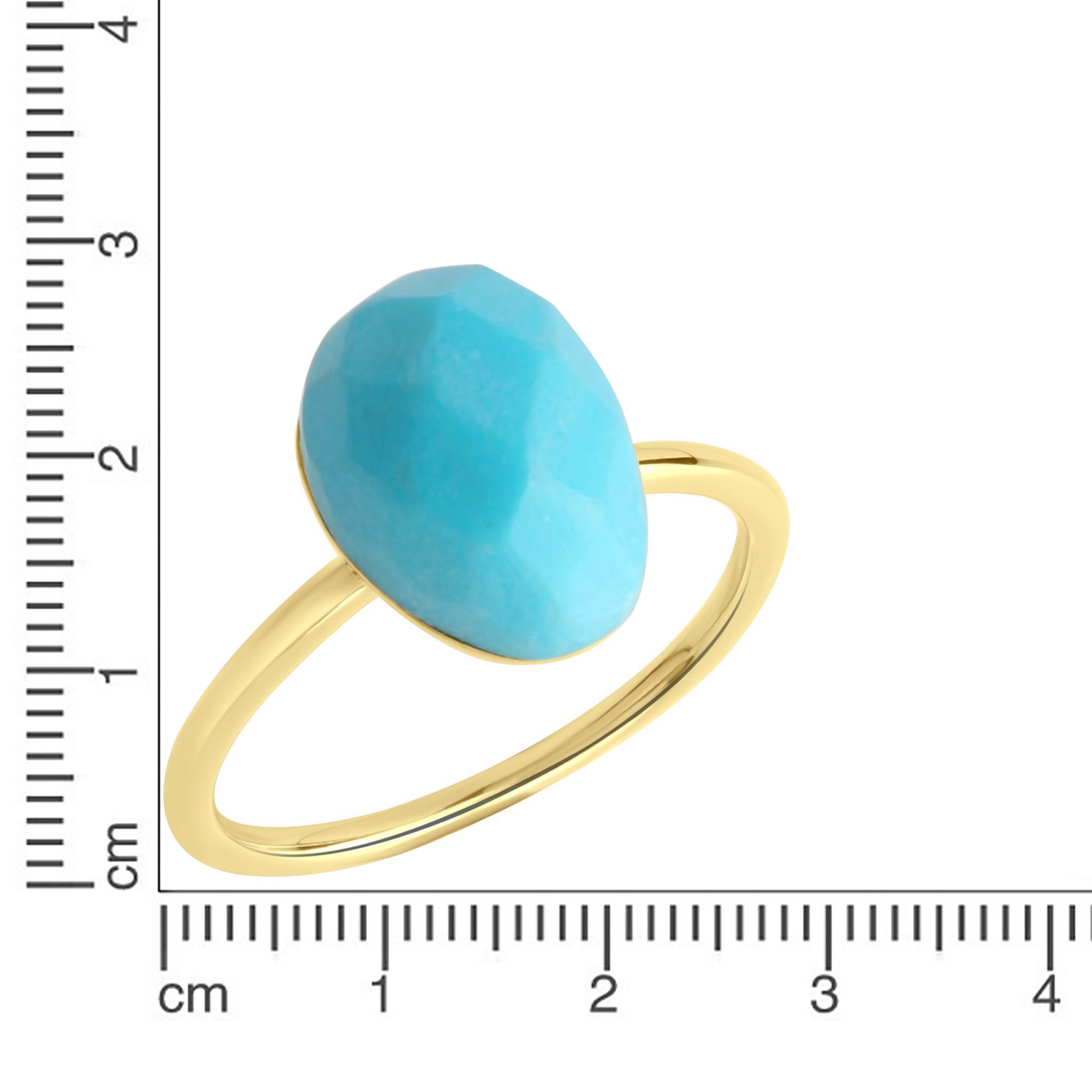 Jamelli Fingerring Silber 925 vergoldet mit Türkis (beh) 9x12mm