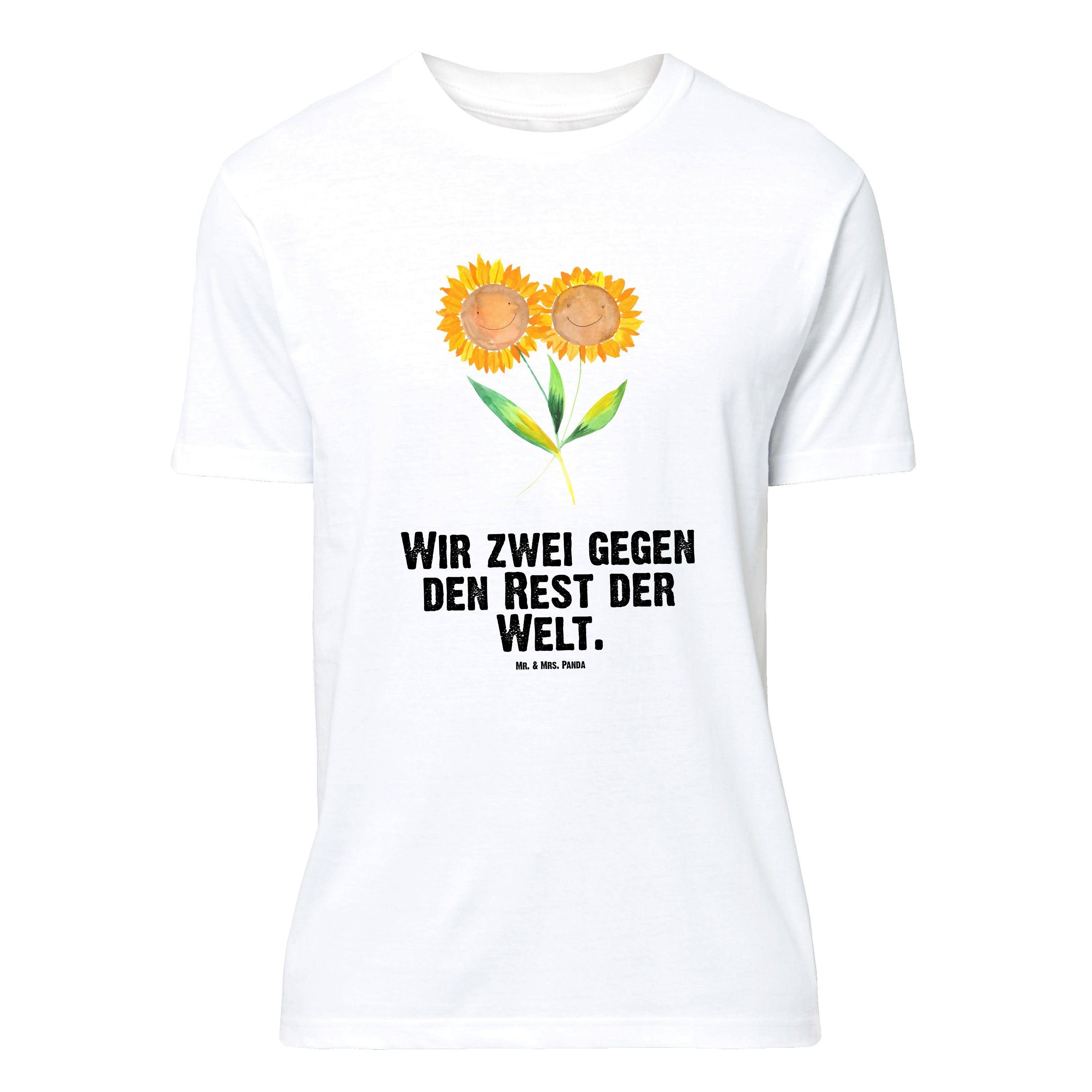 Mr. & Mrs. Panda T-Shirt Blume Sonnenblume, Розмір L T-Shirt, Weiß, Shirt, Damen, Freundschaft, (Packung, 1-tlg)