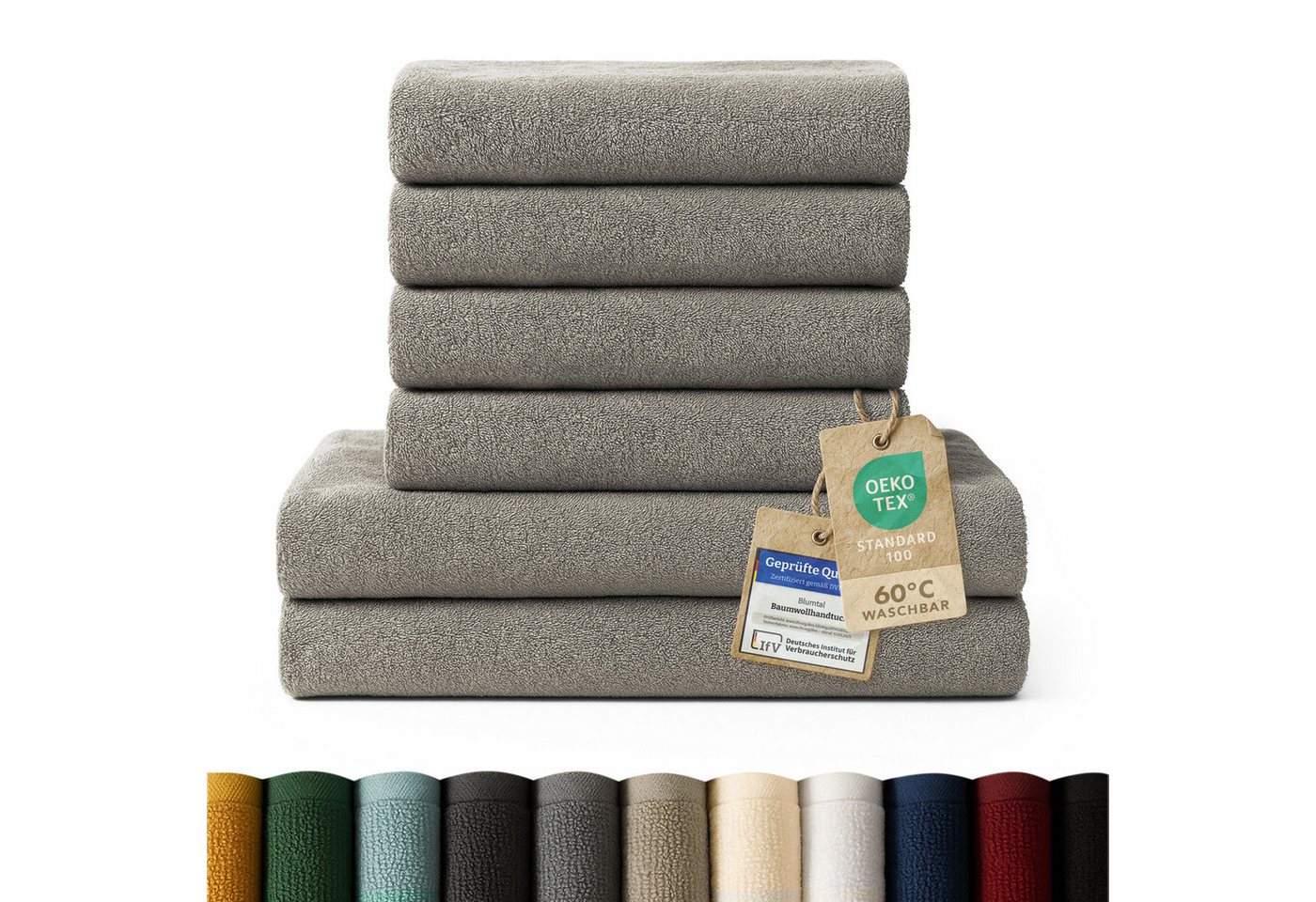 Blumtal Handtuch Set Premium 4/6-tlg. Frottier Dusch- (70x140 cm) & Handtuch (50x100 cm), Frottee (Set, 6-St), 100% Baumwolle, Oeko-TEX Zertifiziert