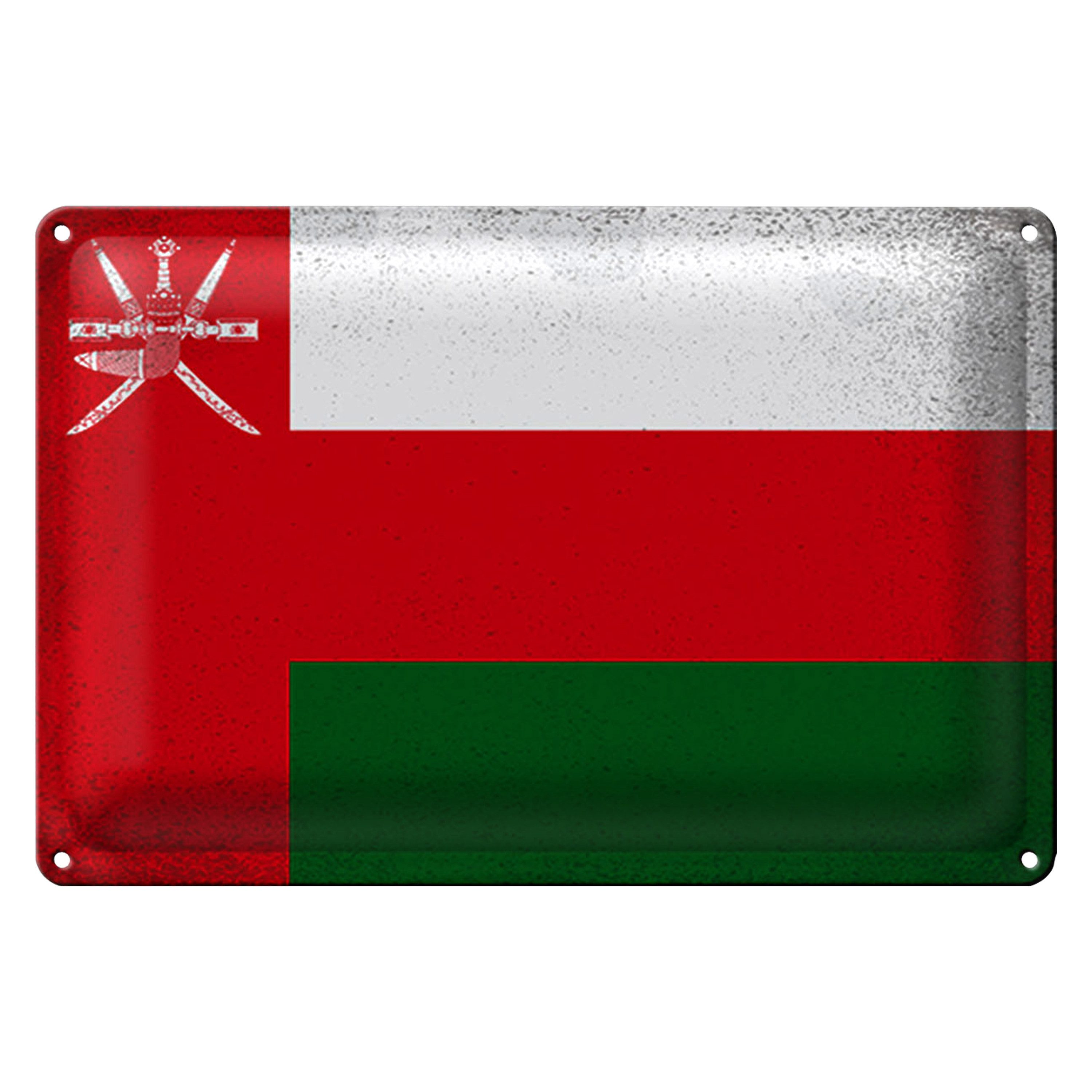 Metallschild Flagge Oman 18x12cm Flag of Oman Vintage