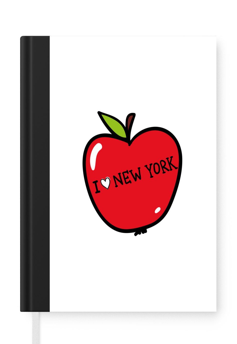 MuchoWow Notizbuch New York Apfel Haushaltsbuch Grün, Seiten, Journal, Tagebuch, 98 Merkzettel, - Notizheft, - A5