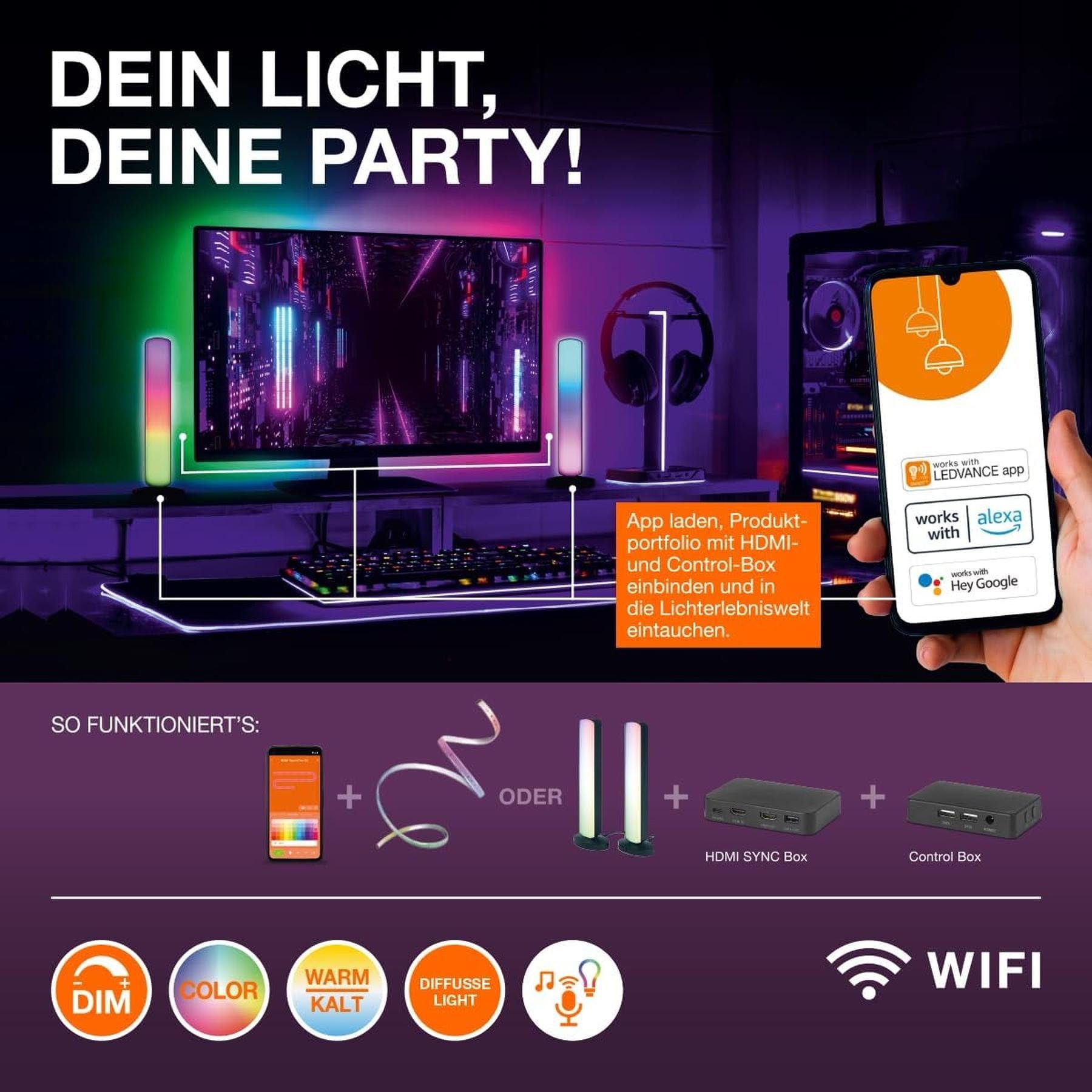 dimmbar WIFI 1170lm dimmbar, LED & SMART+ weiß, Stehleuchte, regulierbares 14W, Farblicht, Weiß- rund, Ledvance LEDVANCE Stehlampe