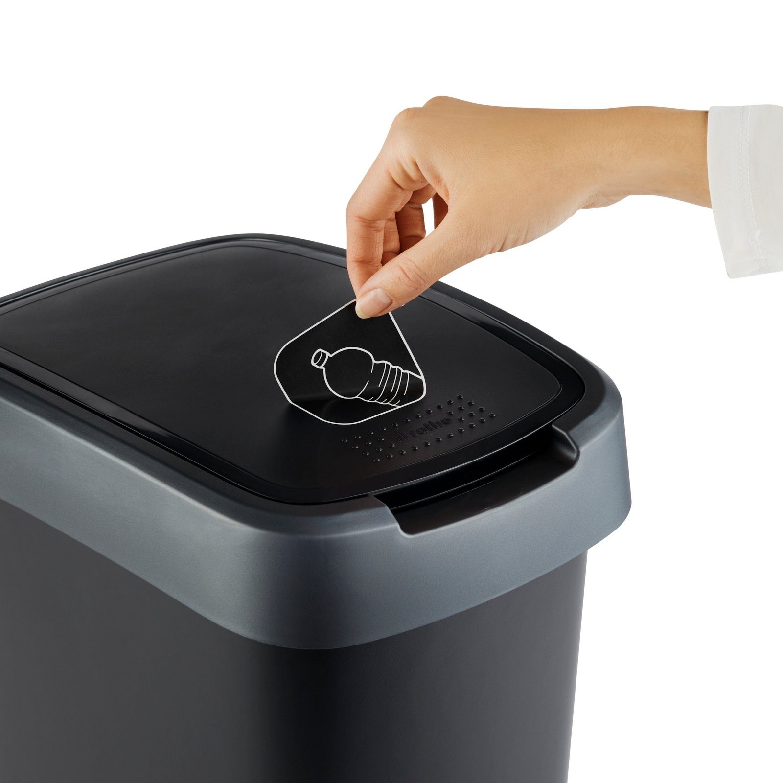 ROTHO Mülleimer Twist Mülleimer 50l mit Deckel, Kunststoff (PP recycelt)  BPA-frei
