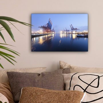 OneMillionCanvasses® Leinwandbild Hamburger Hafen, (1 St), Wandbild Leinwandbilder, Aufhängefertig, Wanddeko, 30x20 cm