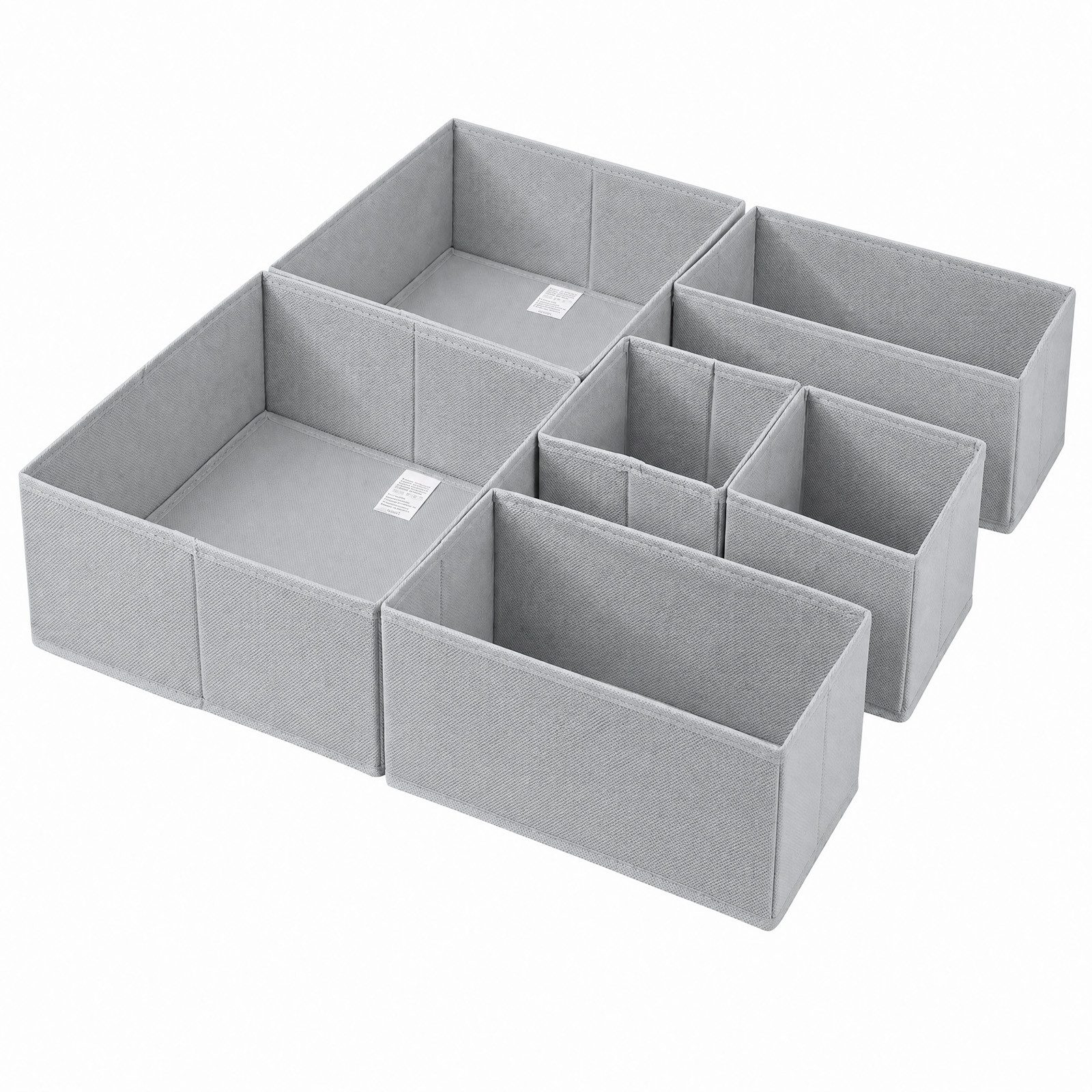 Sekey Aufbewahrungsbox Aufbewahrungsboxen Set us Vliesstoff Faltbare Stoffboxen Organizer (6 St), Hellgrau S (28×28×13×2, 14×28×13×2, 14×14×13×2) – für Schubladen