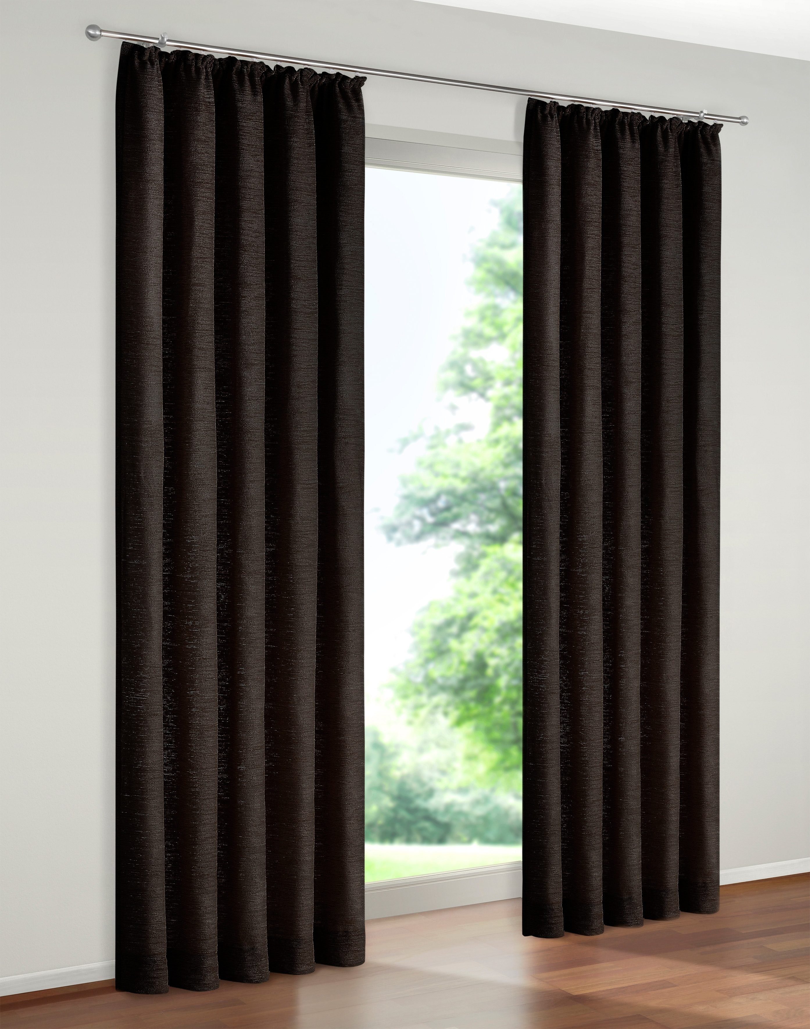 Vorhang Trondheim 234 g/m², Wirth, Kräuselband (1 St), blickdicht, Chenille schwarz