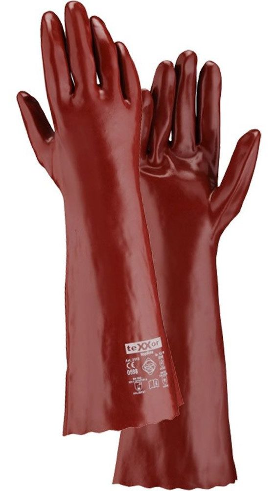 teXXor Arbeitshandschuh-Set Topline Chemikalienschutz-Handschuhe Pvc Rotbraun