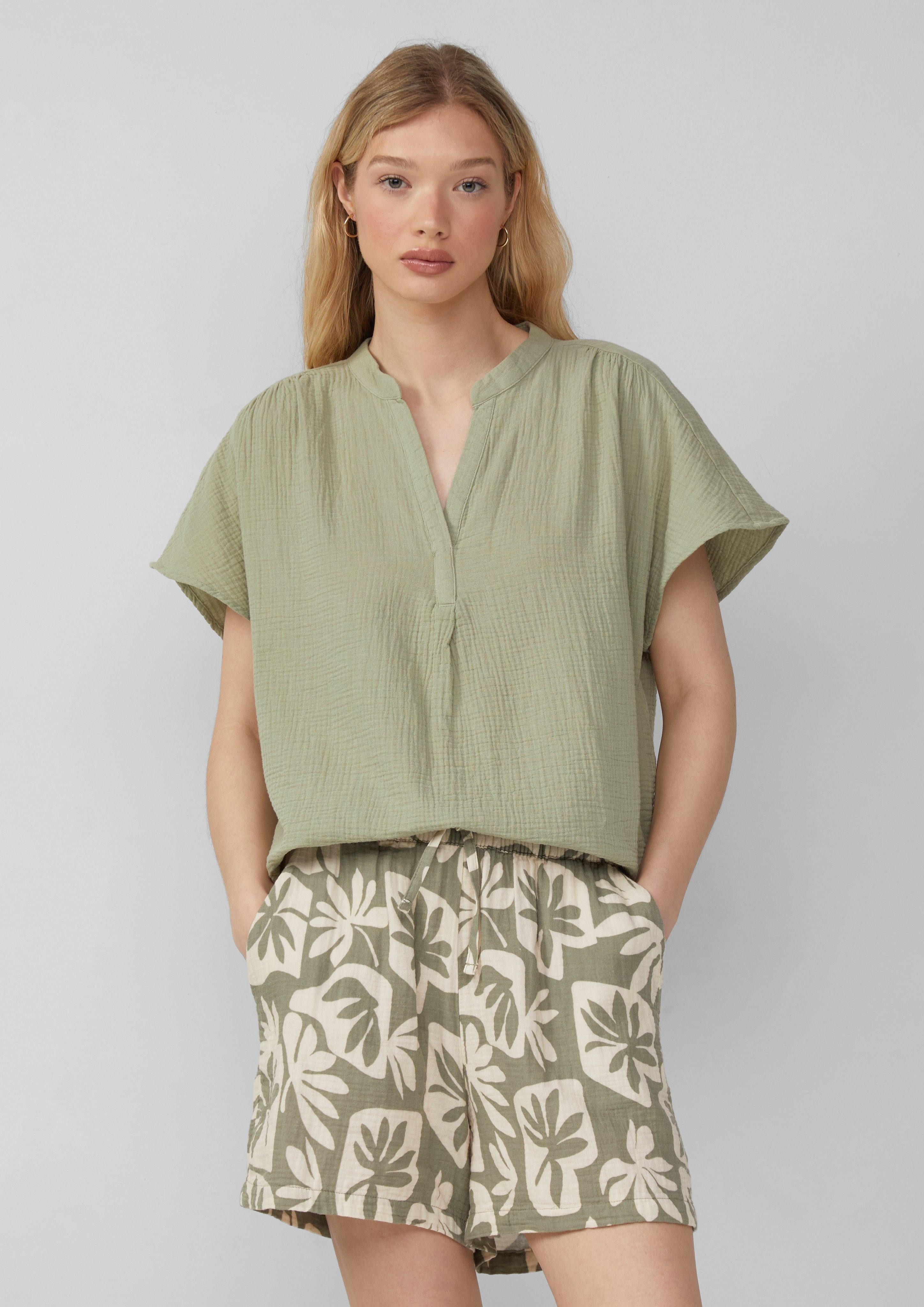 Kurzarmbluse Bluse aus Musselin