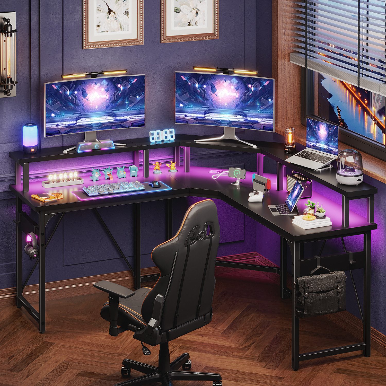 HOMALL Eckschreibtisch Gamingtisch mit LED,Computertisch mit günstig online kaufen
