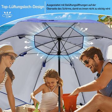 Bettizia Sonnenschirm 200cm Strandschirm Terrassenschirm mit UV-Schutz 50+, für 2-3 Personen, LxB: 210x200 cm, Oxford, Schirm höhenverstellbar, Stabiler Sonnenschirm knickbar