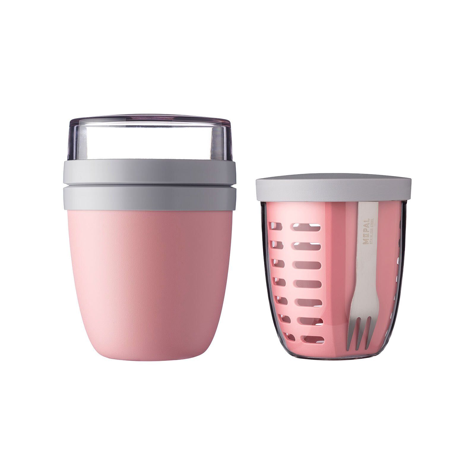 Lunchpot Nordic 2er (2-tlg), mit Mepal Lunchbox spülmaschinenfest Kunststoff, Pink Set, Ellipse Fruipot