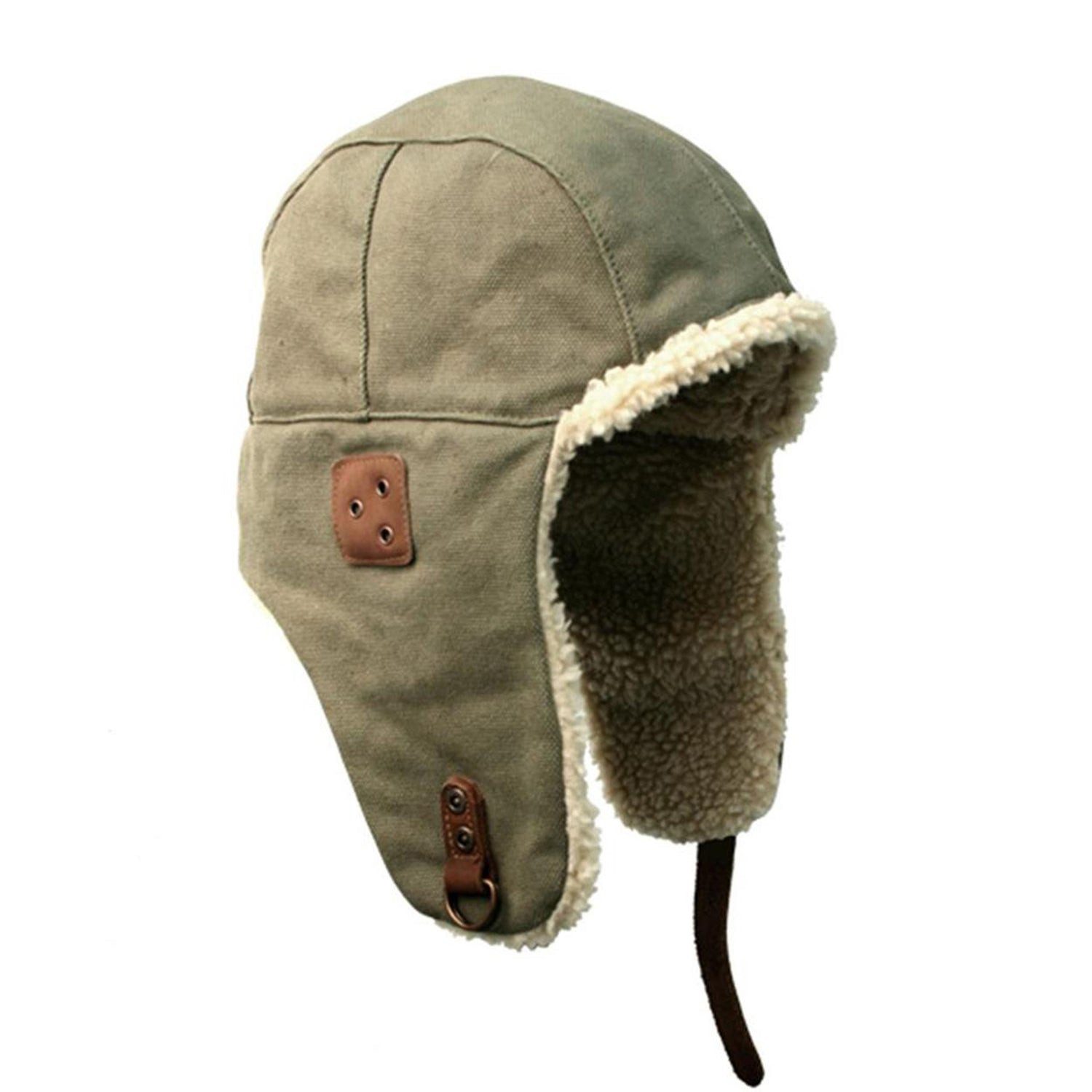 Outbacker Ohrenmütze Warme Canvas-Trappermütze mit Teddyfutter & Ohrenklapp günstig online kaufen