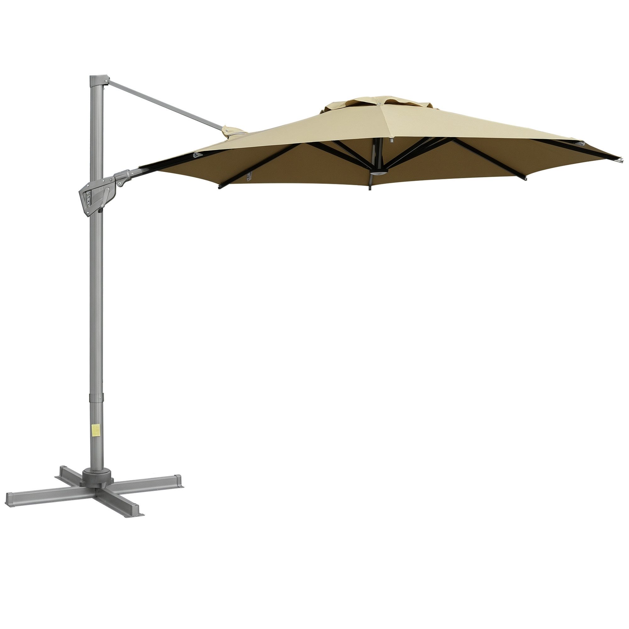 Outsunny Ampelschirm Kurbelschirm Ampelschirm mit Kurbelvorrichtung, LxB: 298x298 cm, Gartenschirm, Sonnenschirm, Neigungswinkel verstellbar Khaki