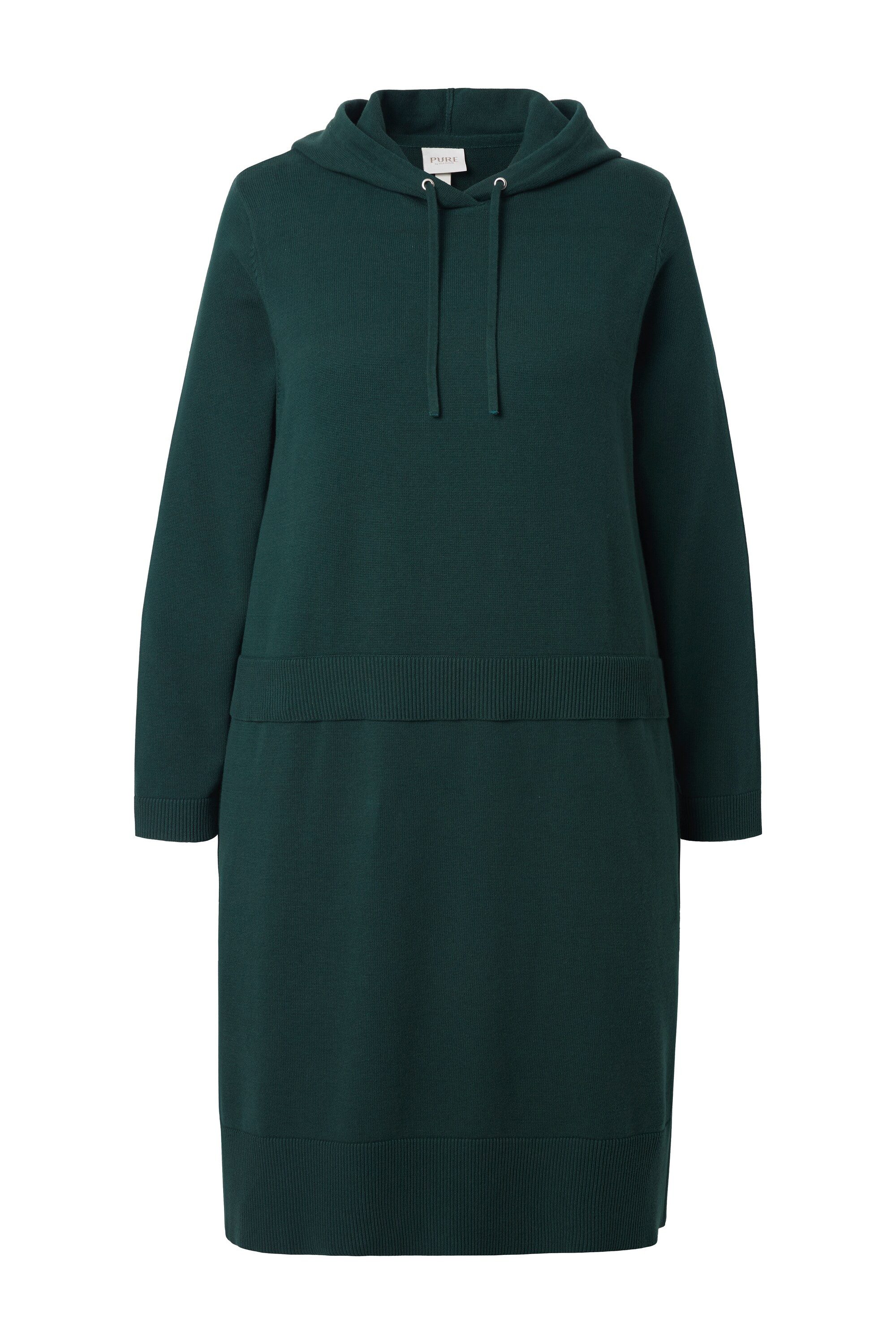 Ulla Popken Strickkleid Strickkleid Lagenoptik Kapuze Langarm Biobaumwolle