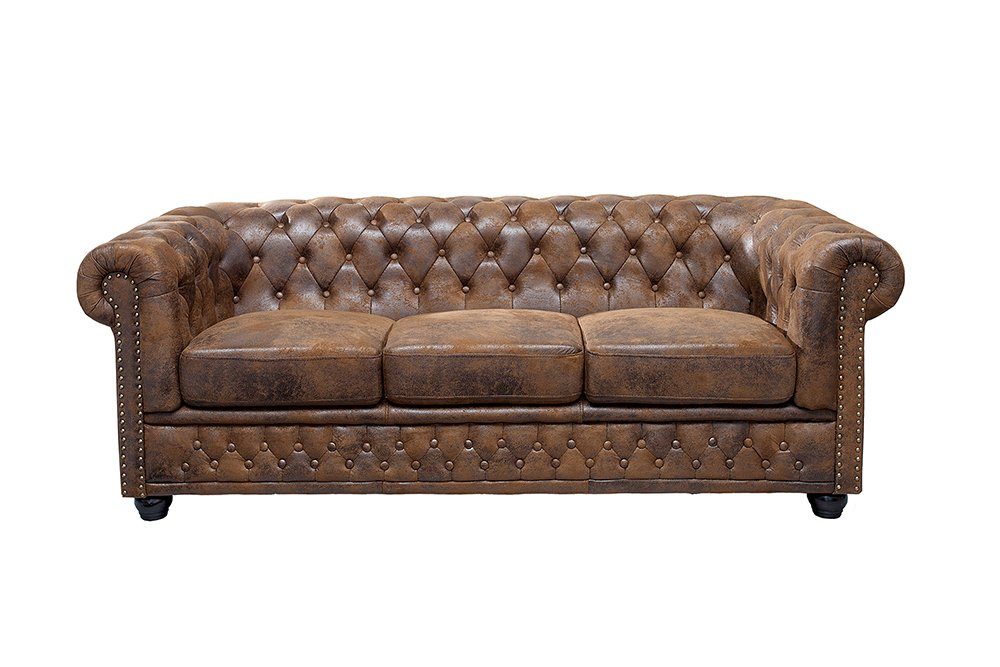 riess-ambiente 3-Sitzer CHESTERFIELD 205cm antik braun, Einzelartikel 1 Teile, Wohnzimmer · Sofa · Microfaser · Holz · Federkern