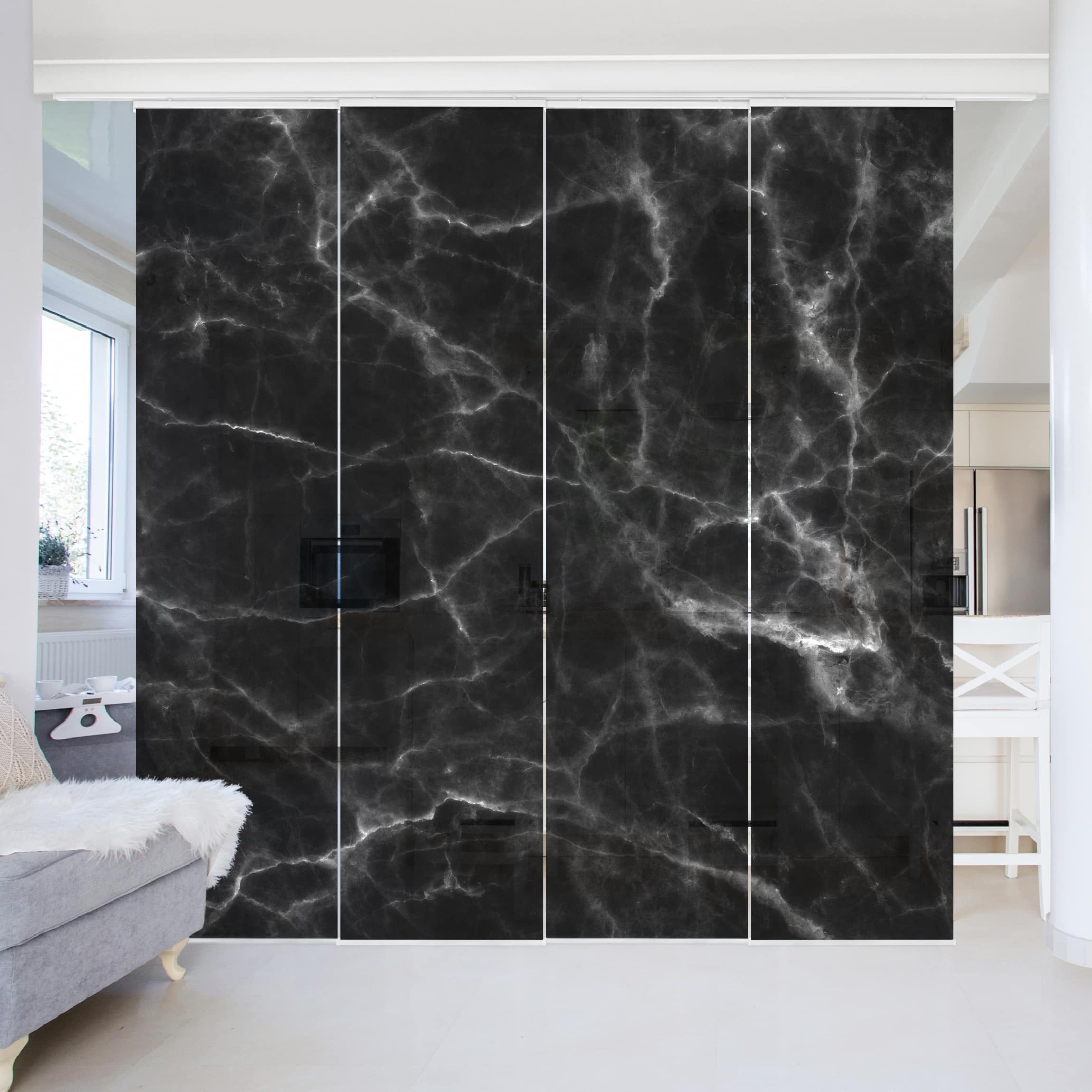 Bilderdepot24 Schiebegardine modern Flächenvorhang blickdicht Nero günstig online kaufen