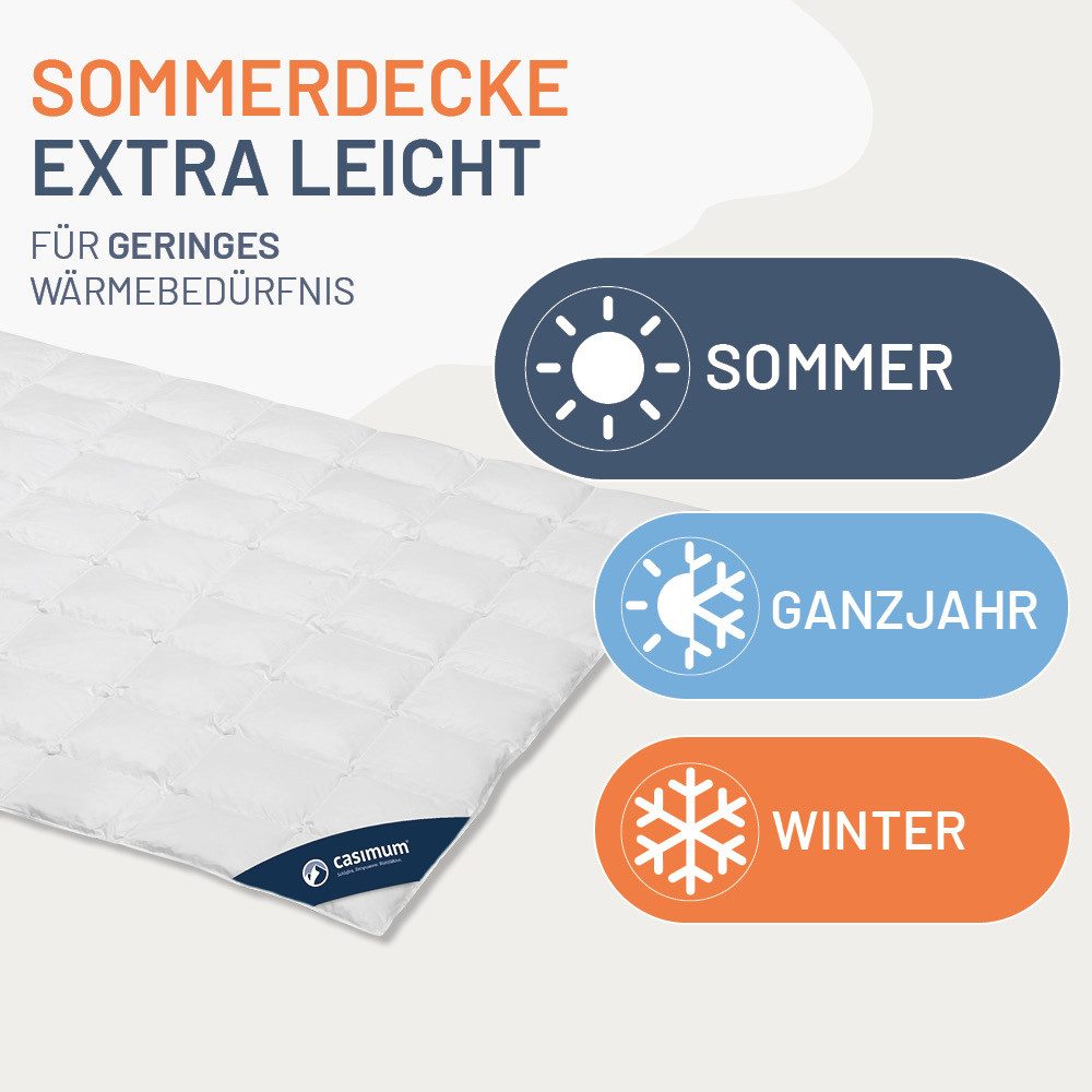 casimum Gänsedaunenbettdecke FIRST CLASS Daunendecke 135x200, 155x220, 200x200 für Sommer & Winter, Füllung: 100% Gänsedaunen, Klasse 1, Downpass zertifiziert, Bezug: 100 % Baumwolle, Decke für Sommer, Winter, Ganzjahr, hergestellt in Deutschland