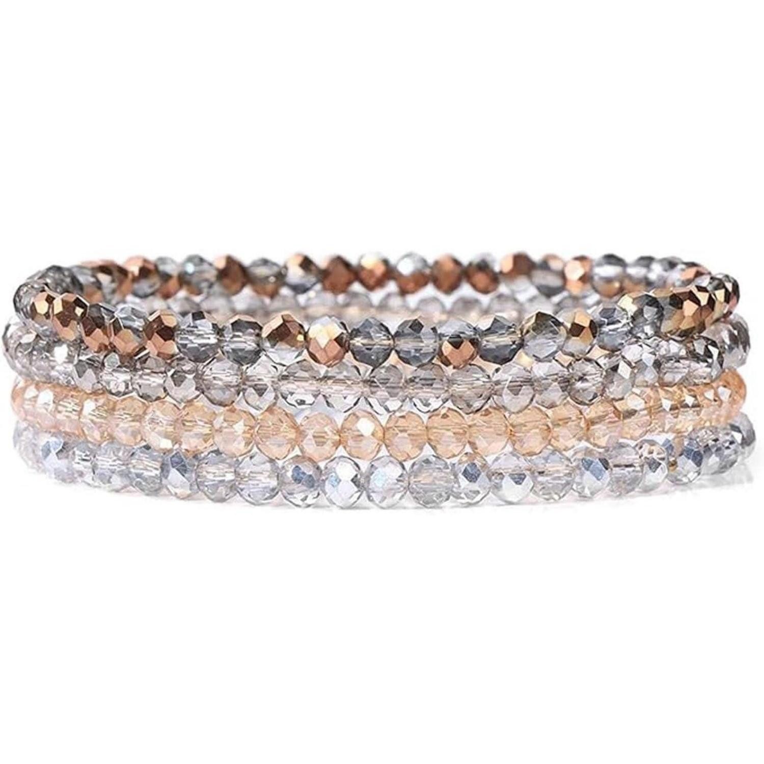 LuxusKollektion Perlenarmband Set Armband Damen Kristall Perlen Boho Modeschmuck Schwarz gelb4