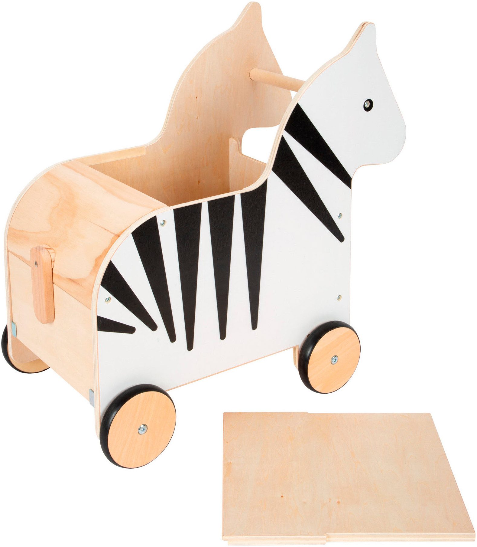 Small Foot Toy Chest Wildlife Zebra, with Wheels
