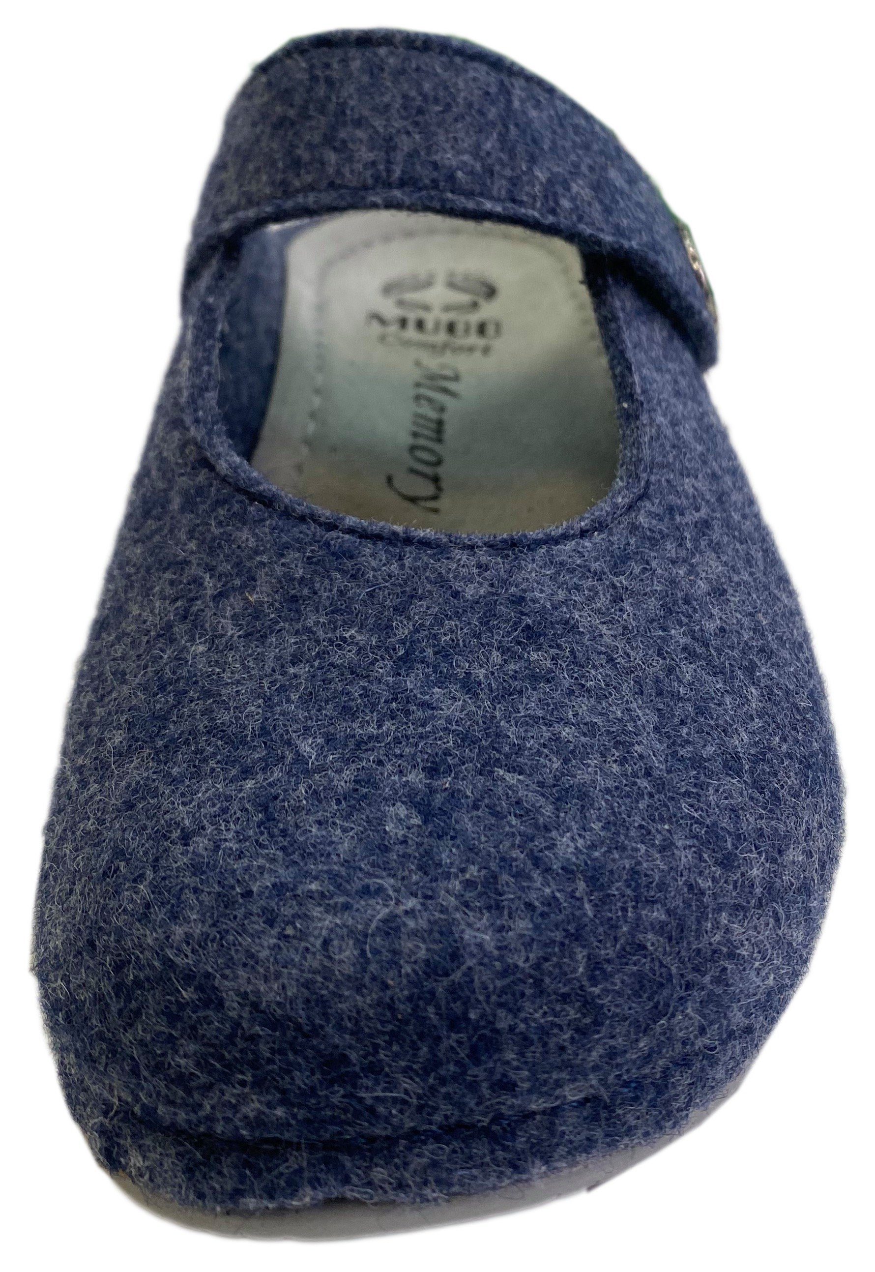Pantoffel Riemchen, MUBB mit G-Weite blau BELLA
