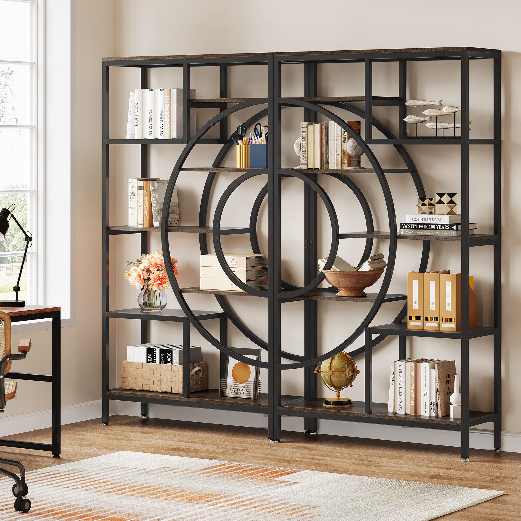 Tribesigns Bücherregal 179cm Industrielles 8-stöckiges Bücherregale, günstig online kaufen