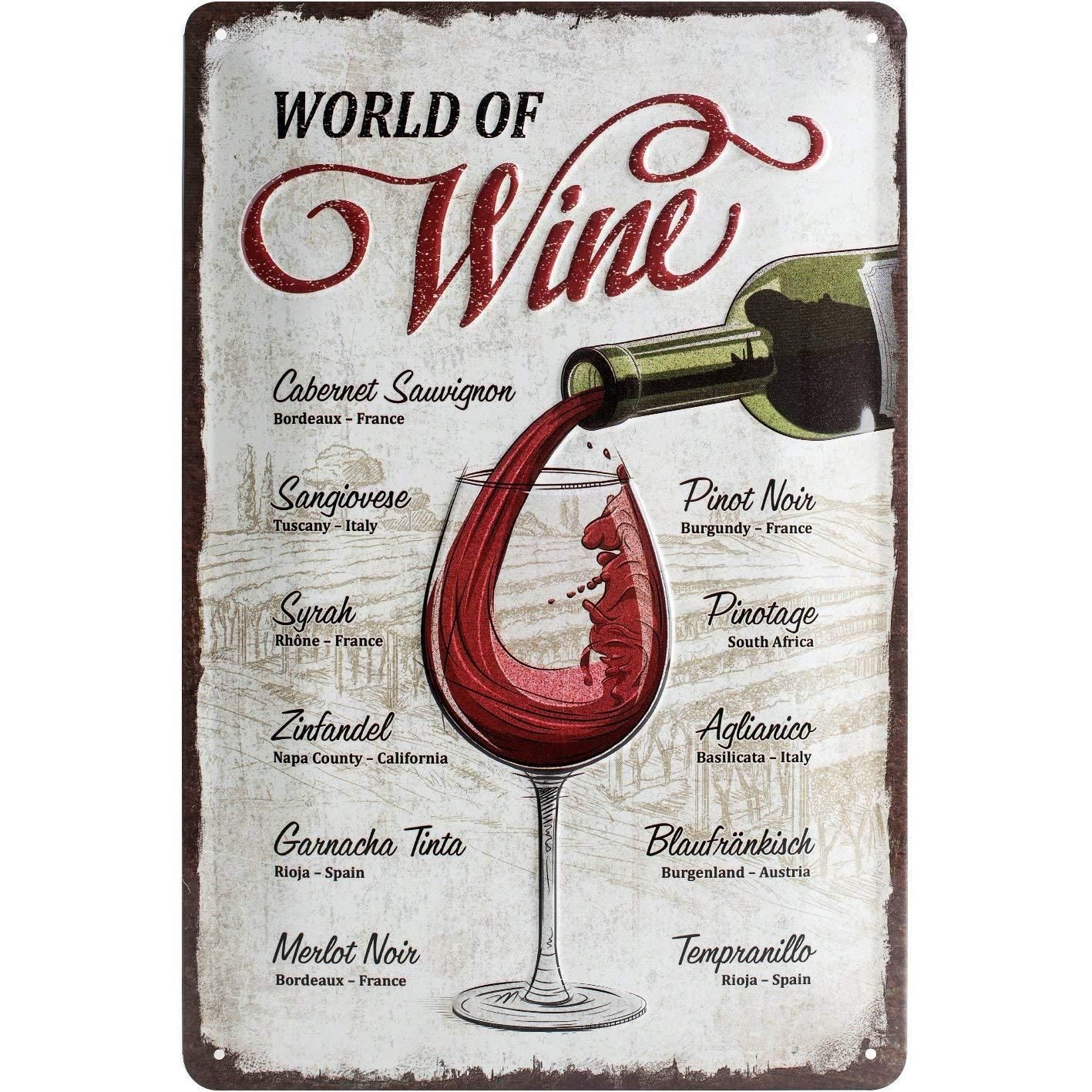 Nostalgic-Art Metallschild Blechschild 20 x 30cm - Open Bar - World of Wine