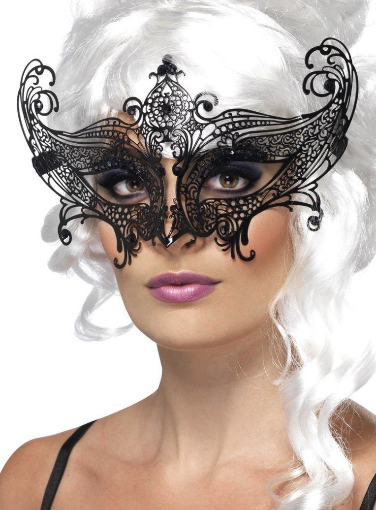 Smiffys Verkleidungsmaske Venezianische Farfalla Maske aus Metall, Elegante Metallmaske für den klassischen Maskenball