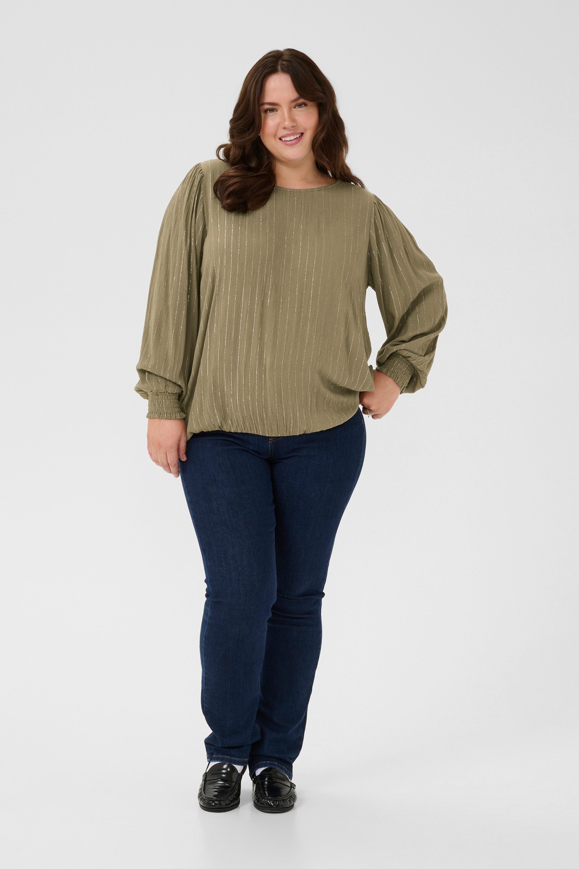 KAFFE Curve Langarmbluse Langarm-Bluse KClio Große günstig online kaufen