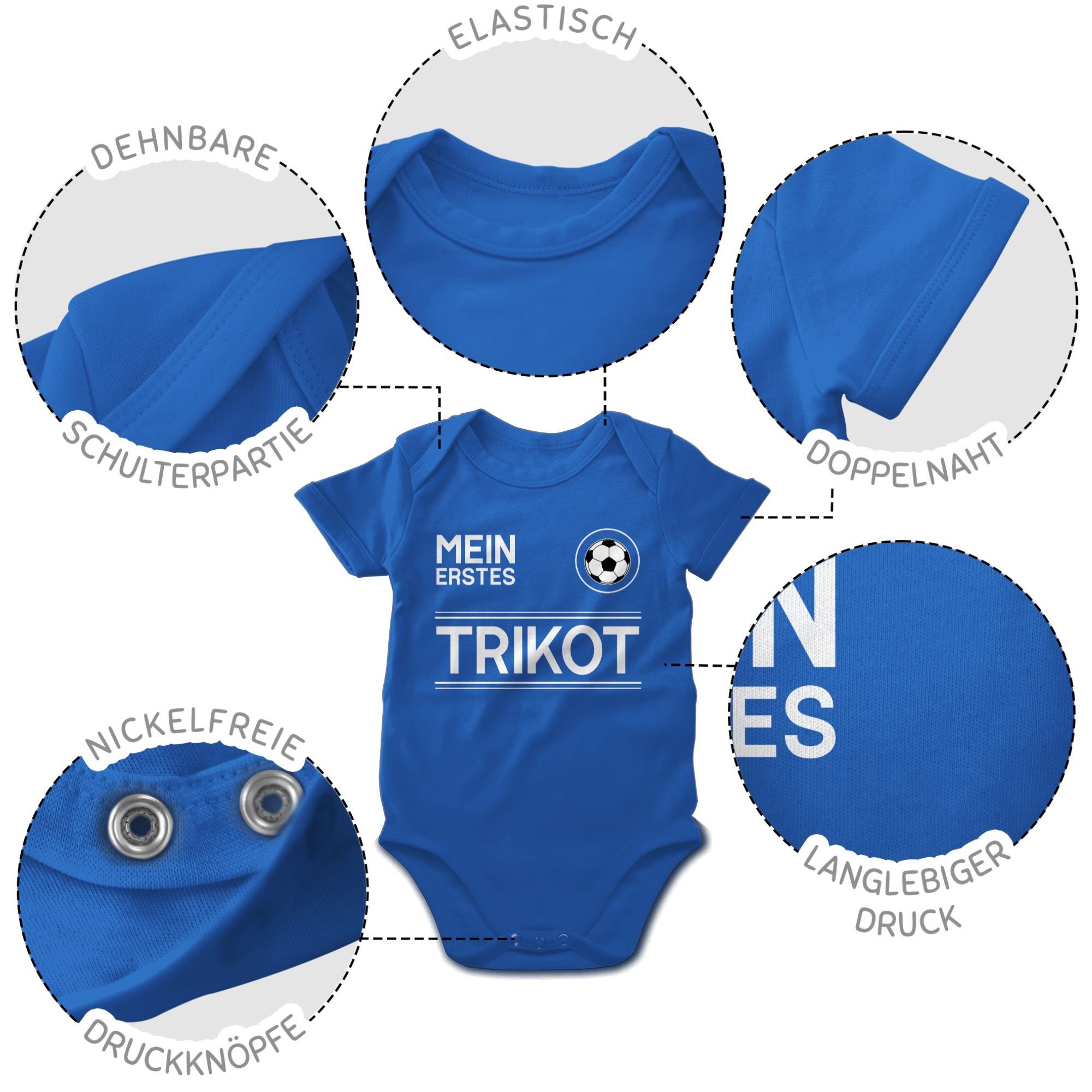 Shirtracer Shirtbody Mein Royalblau Fussball Trikot Baby EM 3 2024 weiß erstes 