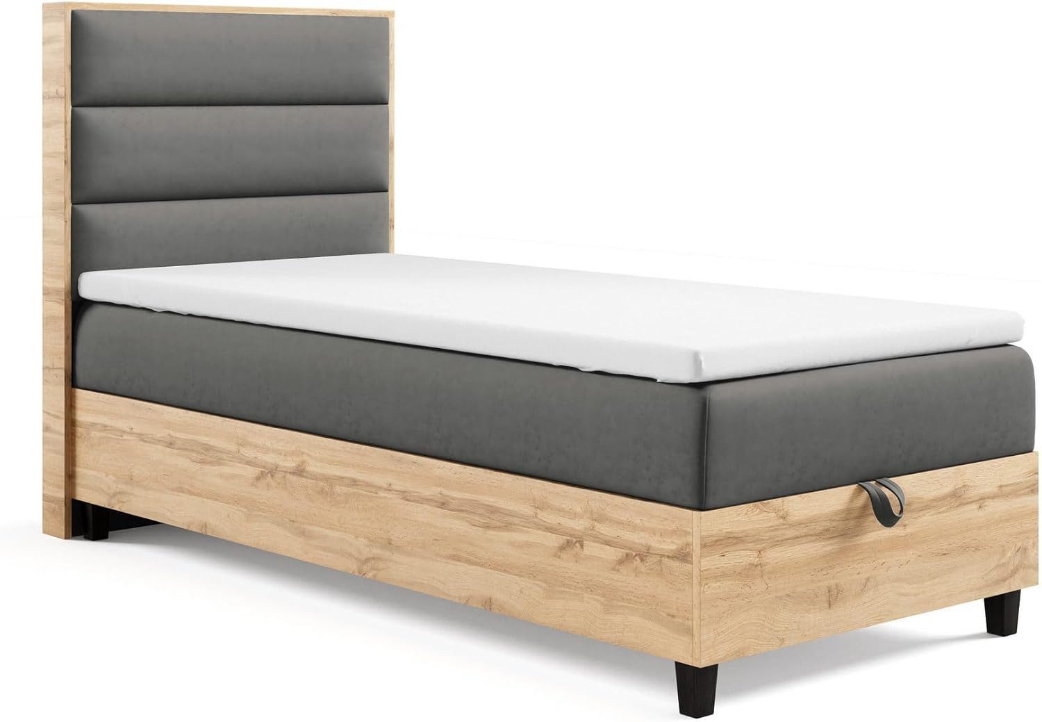 Best for Home Boxspringbett Einzelbett Trinity K-1 mit Bettkasten, Komfort Topper T30 (70x200 80x200 90x200 100x200 cm), Verschiedene Liefermöglichkeiten, TOP Preis-Leistungs-Verhältnis