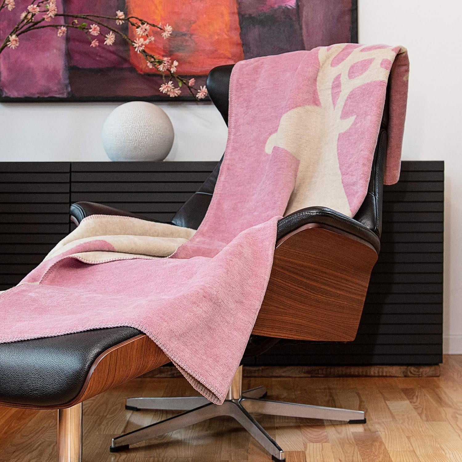 Wolldecke J2H Kuscheldecke Baumwolle, Rentier Altrosa, günstig online kaufen